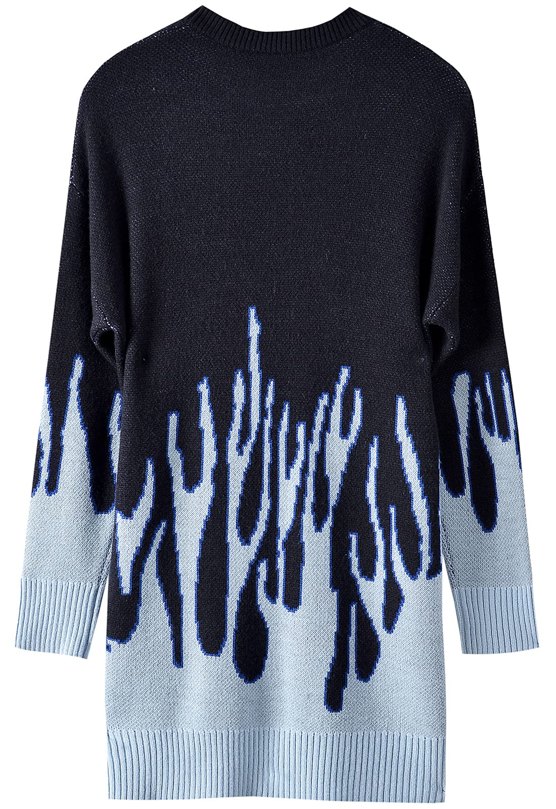 Women's Oversized Batwing Sleeve Knit Sweater - Long Sleeve Casual Pullover Top with Flame Design | Perfect for Fall Layering, Winter Warmth & Stylish Everyday Outfits