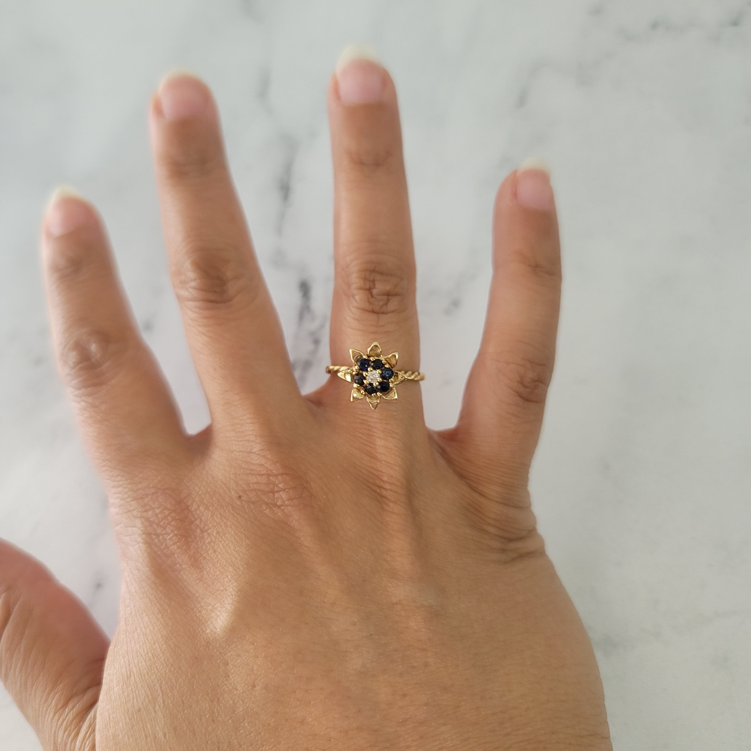 14K Yellow Gold Tall Sapphire Tulip Ring for Women - Elegant Floral Jewelry Gift for Anniversary, Valentine's Day & Special Occasions
