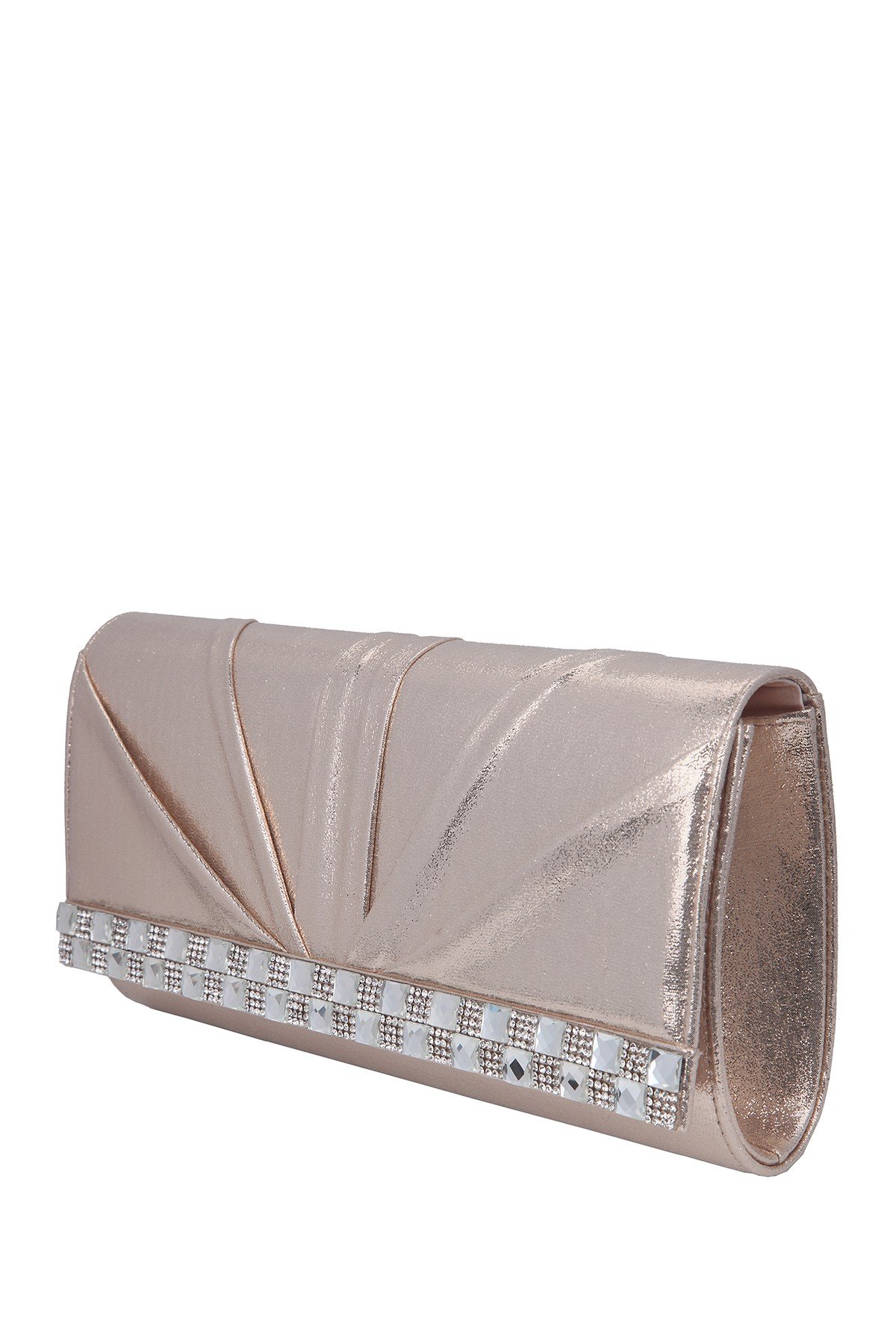Nina Crystal Embellished Foldover Clutch - Rose Suedette Evening Bag for Women | Elegant Wedding, Prom & Party Clutch Purse | Perfect for Date Night, Formal Events & Special Occasions