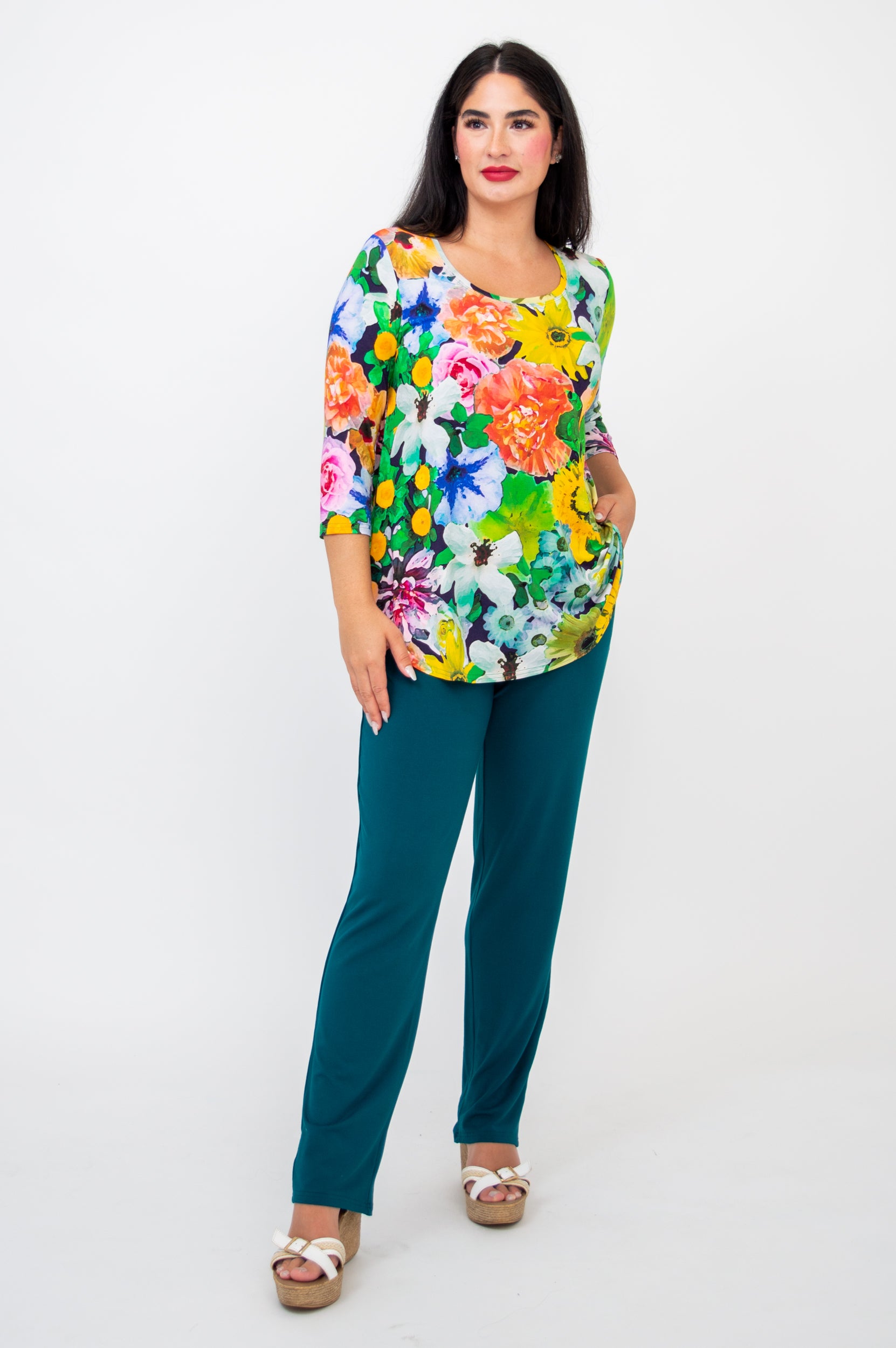 Jazz 3/4 Sleeve Top - Disco Style Bamboo Blouse for Women | Perfect for Dance Performances & Retro Parties
