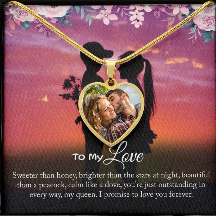 Personalized 'To My Love' Heart Necklace with Engraved Message Card & Gift Box - Romantic Birthday Gift for Her/Him, Anniversary Present for Couples - Perfect for Valentine's Day, Weddings & Special Occasions