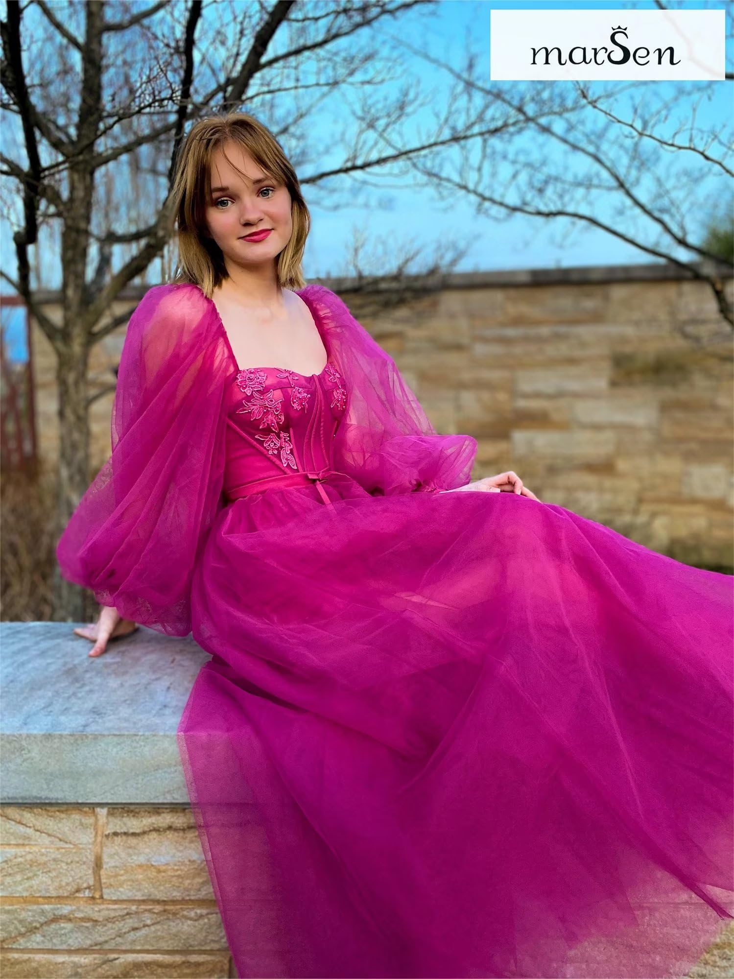 Elegant Royal Blue Puffy Sleeve Princess Dress for Women - Tulle Ball Gown Wedding Dress Size 2 | Perfect for Bridal Shower, Prom, Evening Gala & Special Occasions