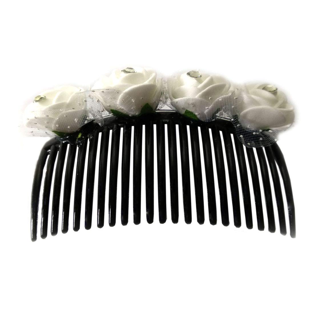 VinshBond White Rose Flower Hair Comb Pin Clip for Bridal, Women & Girls - Elegant Floral Hair Accessories for Weddings, Prom, Parties & Special Occasions
