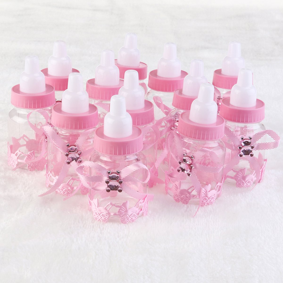 12pcs Candy Bottle Box Feeder Style Artificial Party Filler for Baby Shower Favors - Perfect for Birthday Parties, Wedding Decorations & Gift Bags