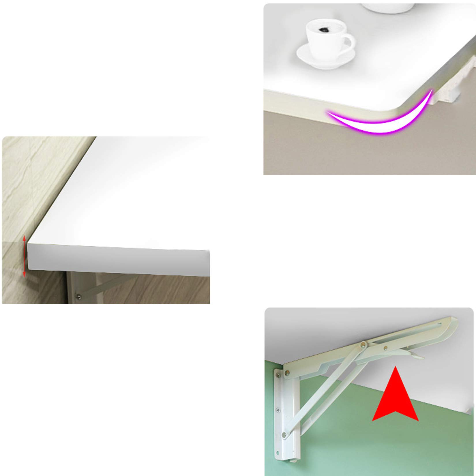 Wall Mounted Table - Space Saving Multifunctional Wall-Mounted Desk for Kitchen, Dining, Kids Room & Home Office - White (19 Sizes: 70x30cm/28x12in) - Perfect for Small Spaces, Apartments & Dorm Rooms