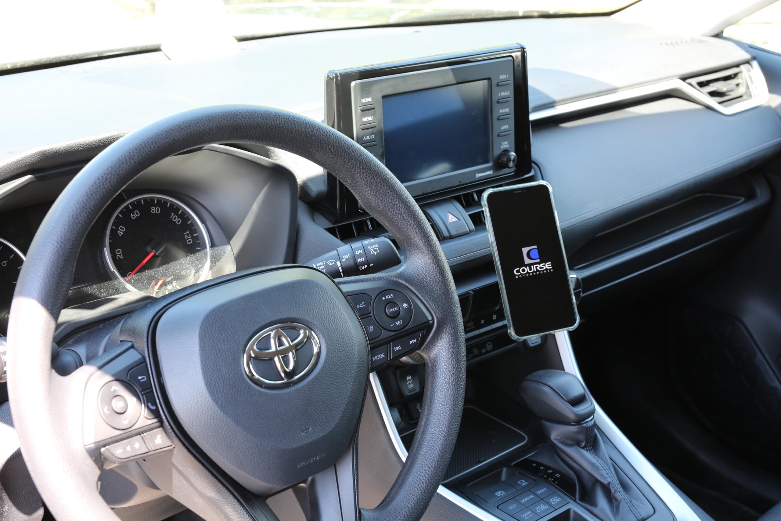 Course Motorsports Direct Fit Phone Mount for Toyota RAV4 (2019-2023) - Auto Closing Charging Cradle (Tan) Right Side - Perfect for Hands-Free Navigation & Safe Driving