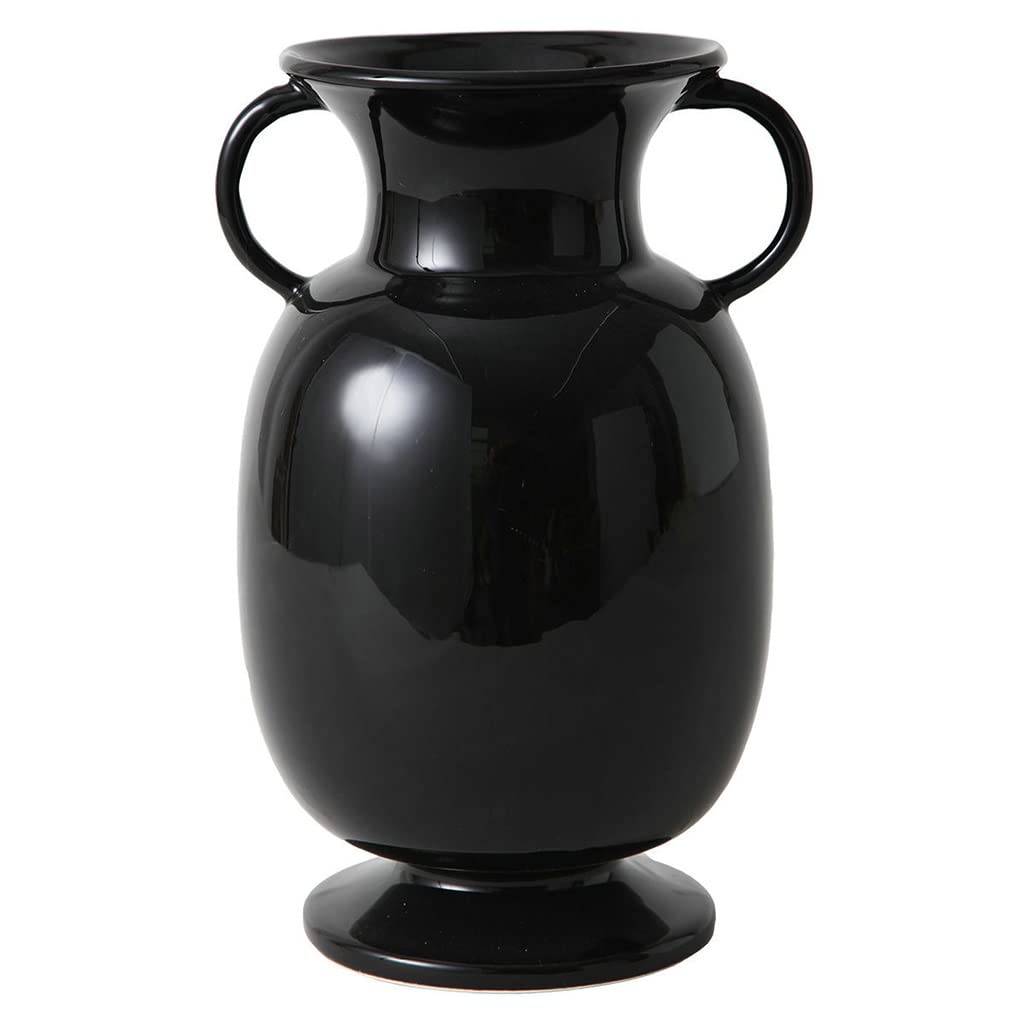Modern Minimalist Nordic Ceramic Flower Vase - Elegant Black Decorative Centerpiece for Home, Office, Wedding & Floral Arrangements | Perfect for Dining Table Decor, Living Room Accent & Gift Giving