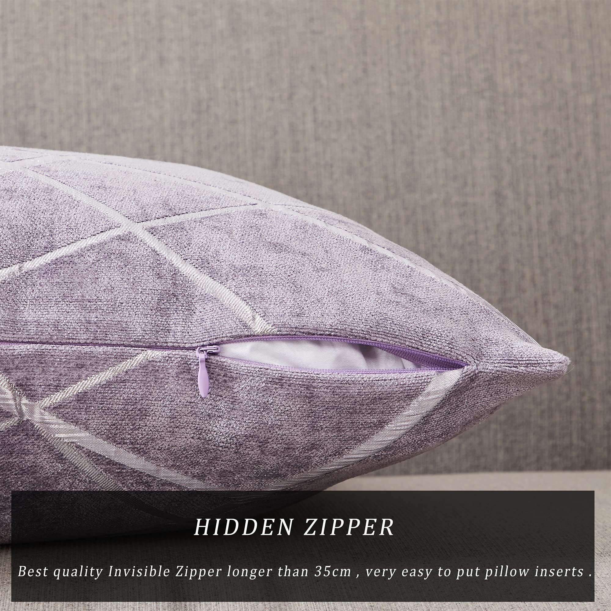 GIGIZAZA 16x16 Inch Decorative Throw Pillow Covers Set of 2 - Soft Violet Purple Square Cushion Covers for Sofa, Bed, Living Room - Luxury Home Decor Accent Pillows for Comfort & Style