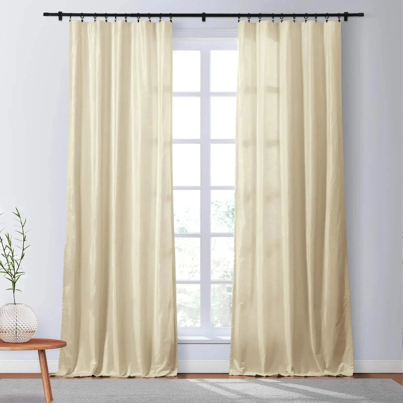 Veda Luster Cotton Velvet Drapery Soft Top - Luxury Window Curtains for Living Room & Bedroom - Blackout Drapes for Home Decor & Light Control