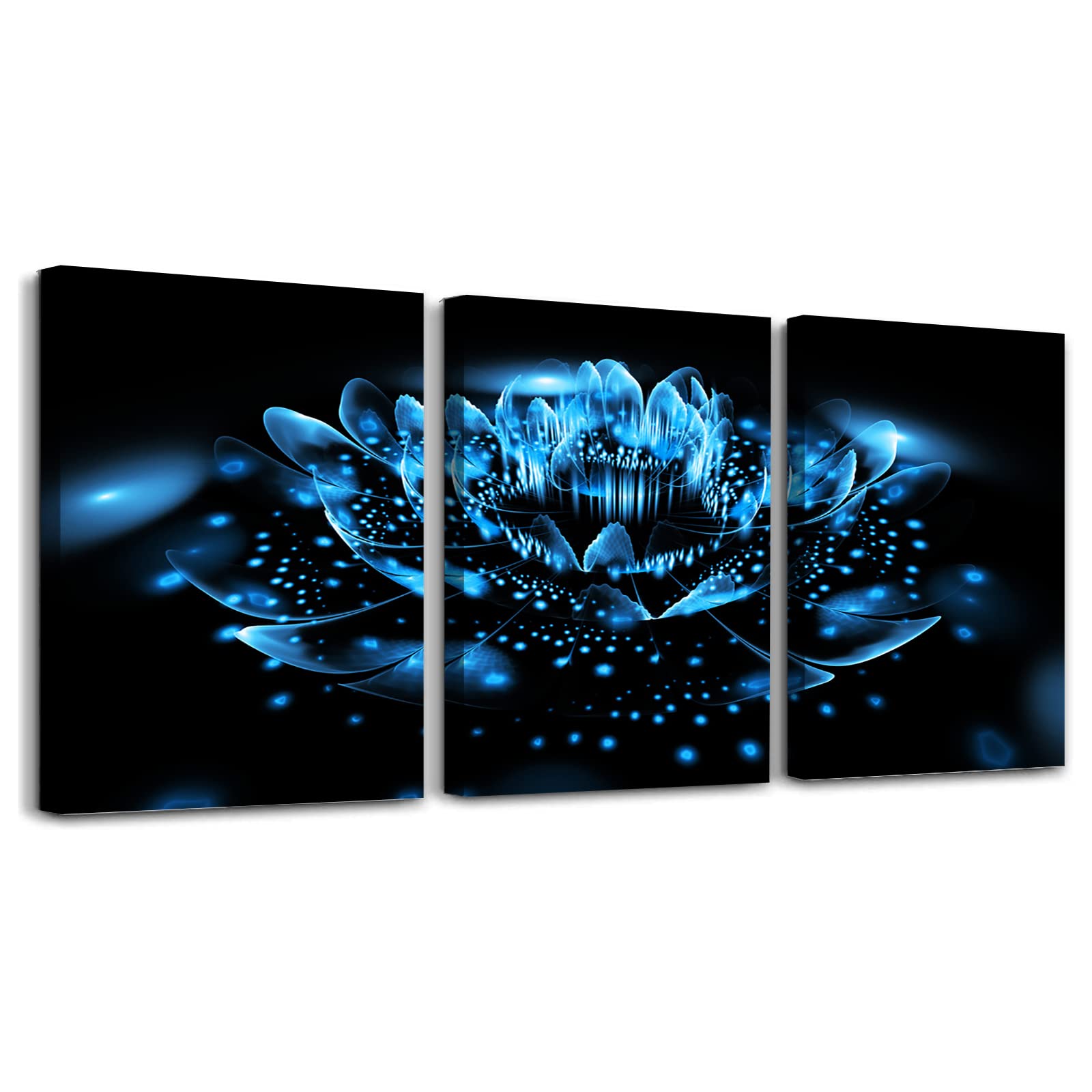 Abstract Flower Canvas Wall Art - 3 Panels Framed for Living Room & Kitchen Decor