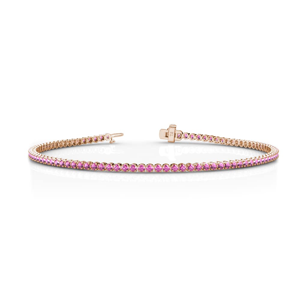 1.7mm Round Pink Sapphire Tennis Bracelet - 1.39ctw in 14K Gold - Elegant Jewelry for Women, Perfect for Weddings, Anniversaries & Special Occasions