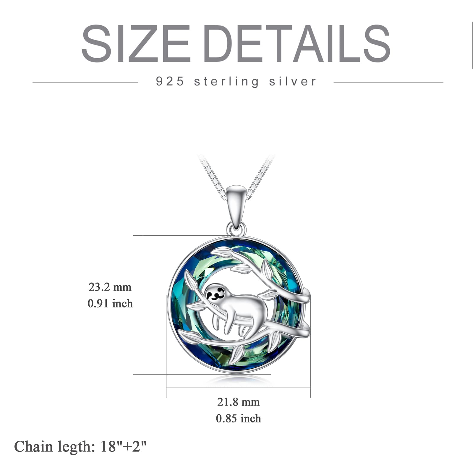 POPKIMI Sterling Silver Sloth Pendant Necklace - S925 Sloth Jewelry for Women, Cute Animal Necklace Gift for Birthday, Christmas, Anniversary - Perfect for Casual Wear, Gift Giving & Animal Lovers