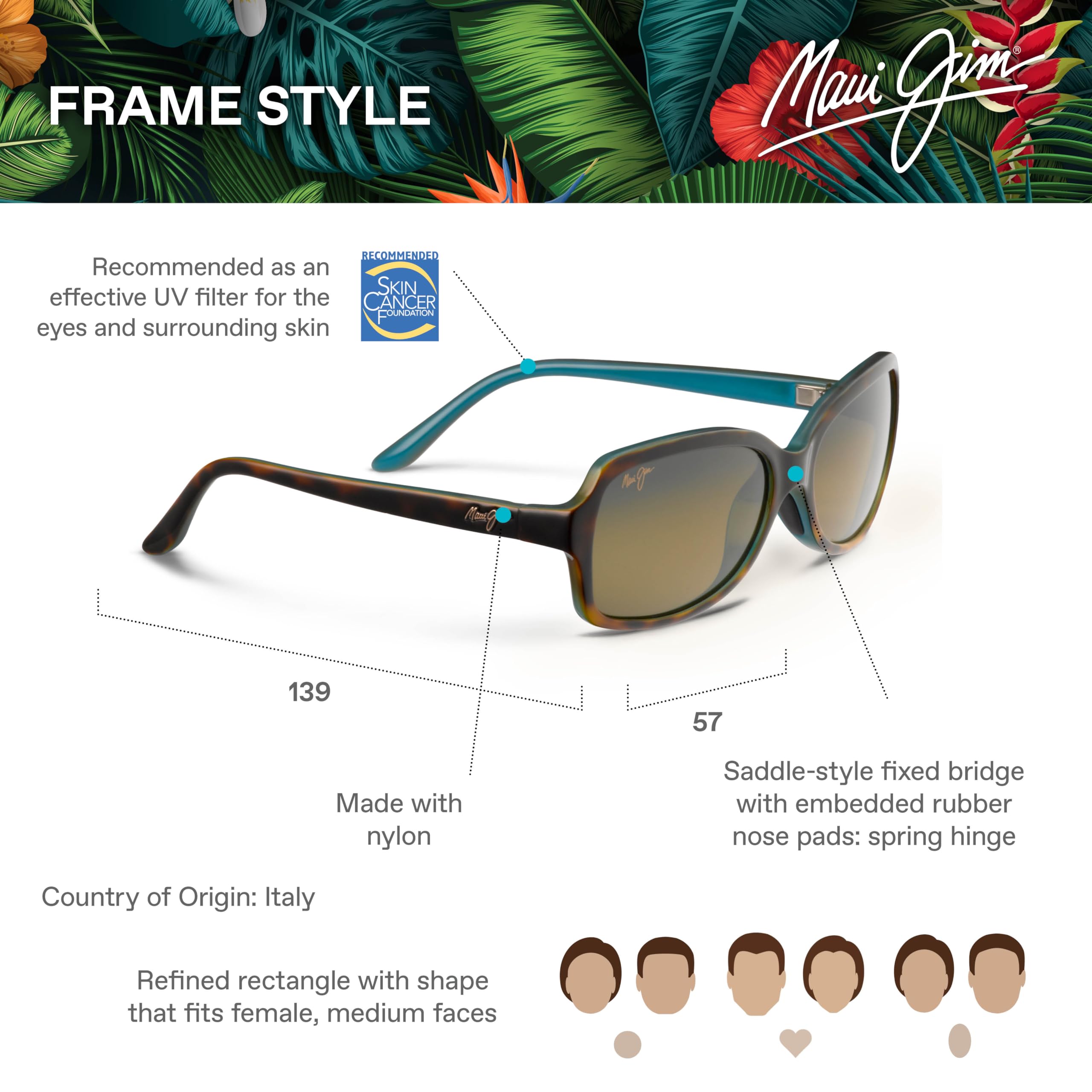 Maui Jim Women's Cloud Break Polarized Sunglasses for Women - UV Protection, Lightweight & Stylish - Perfect for Beach, Driving & Outdoor Activities