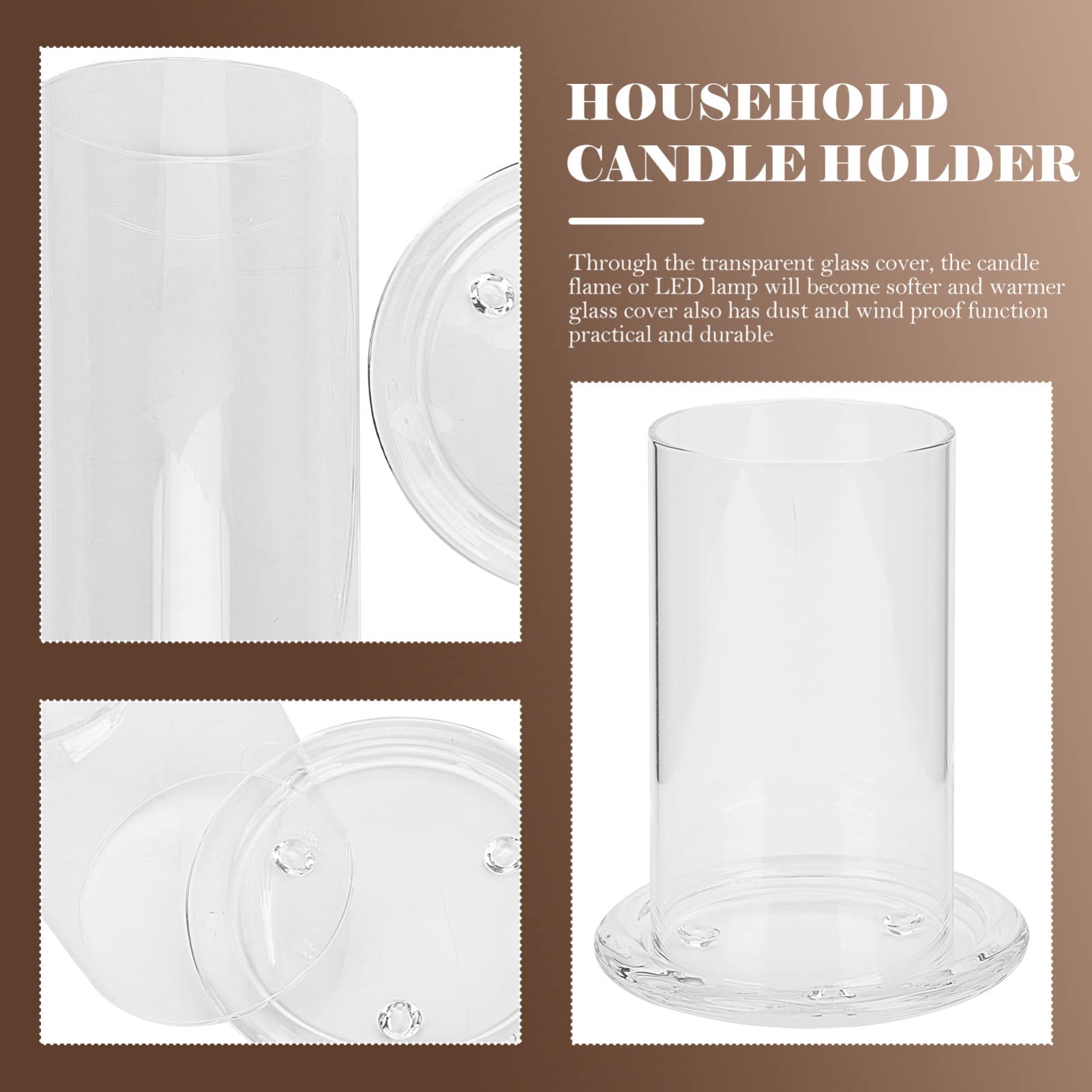 Cabilock Glass Bell Jar Dome Cloche - 1 Set Windproof Candle Holder, Open Ended Glass Lamp Shade & Desk Topper for Candles, Lip Gloss Display (Earth Tones) - Perfect for Home Decor, Wedding Centerpieces & Gift Packaging