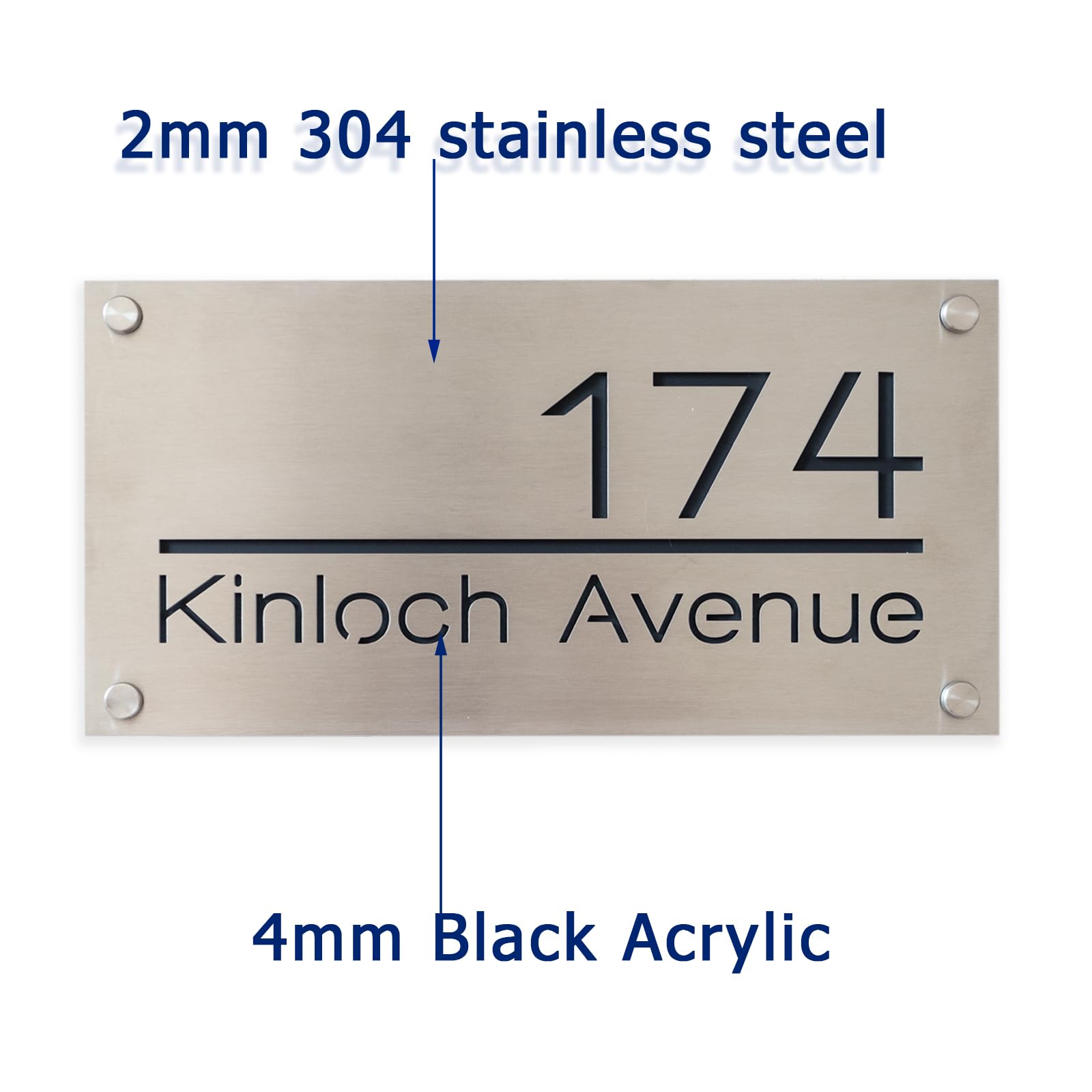 Custom 304 Stainless Steel Modern House Numbers - Durable Outdoor Address Plaque Sign for Home & Business (Perfect for Front Door, Mailbox, Fence & Garden Decor)
