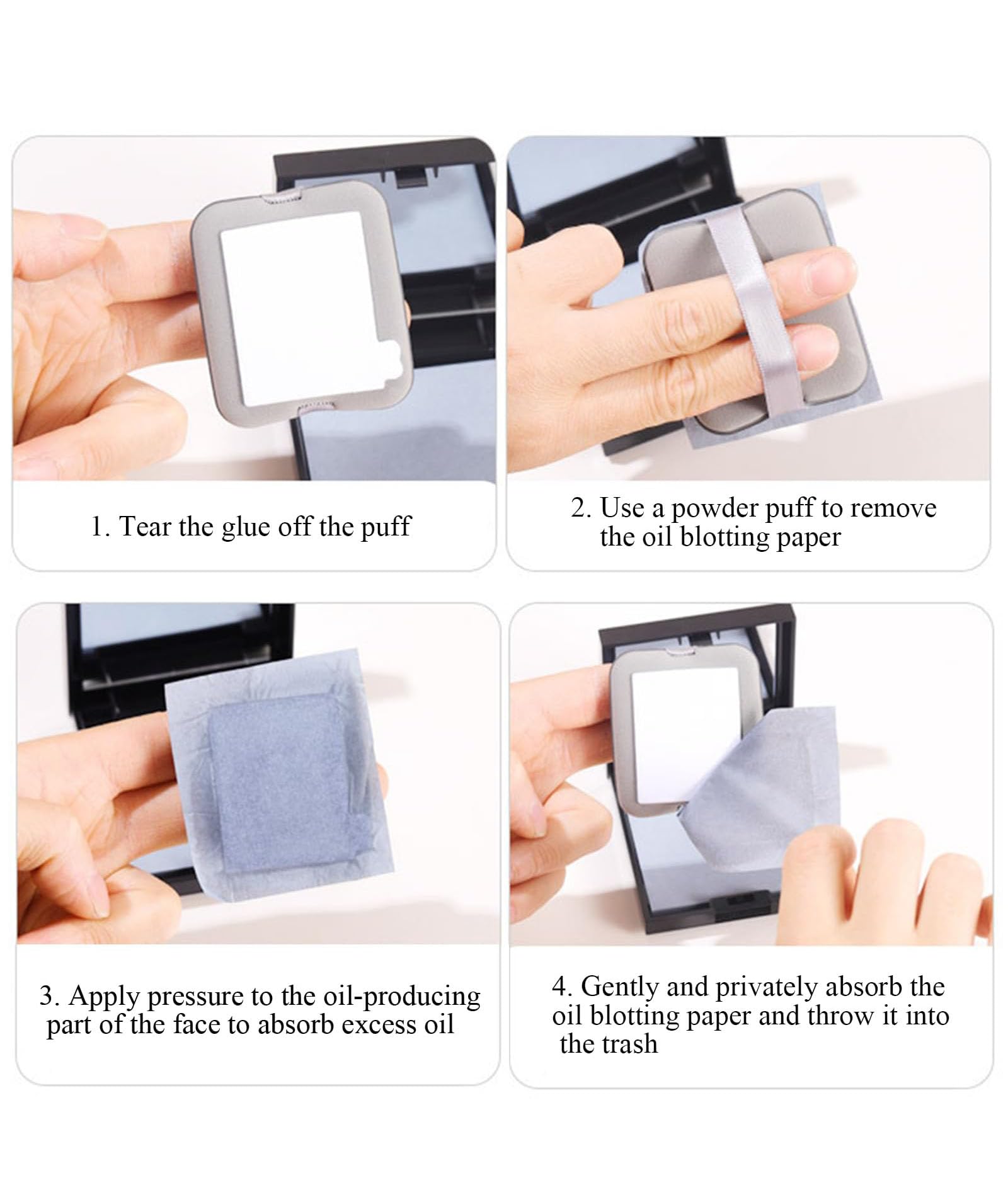 200 Pcs Oil Absorbing Blotting Papers for Oily Skin - Matte Finish Facial Blotting Sheets with Built-in Mirror & Powder Puff - Portable Compact for Men & Women - Perfect for On-the-Go Shine Control & Makeup Touch-Ups