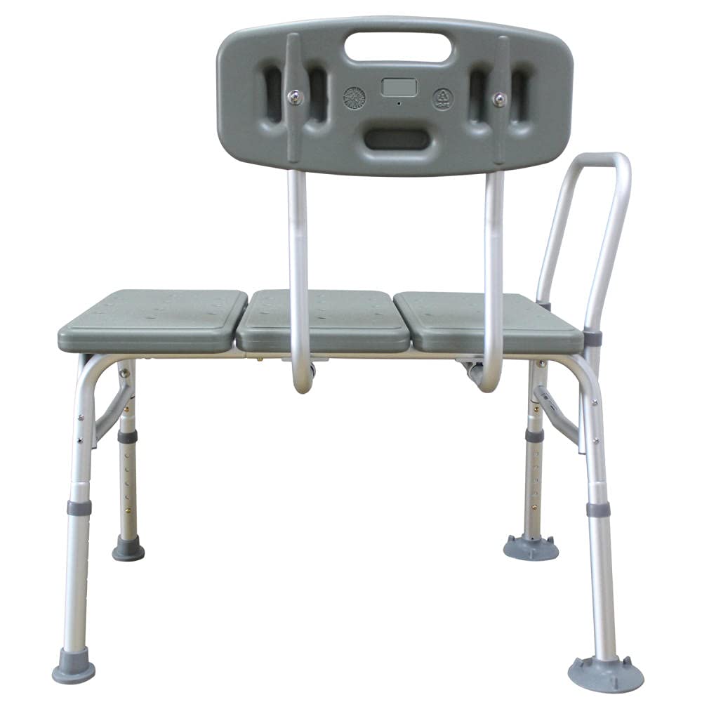 Adjustable Shower Chair with Non-Slip Feet - Waterproof Bath Seat & Transfer Bench for Elderly, Disabled & Post-Surgery (32-36 Inch Height, Gray) - Ideal for Bathtub, Hot Tub & Shower Safety