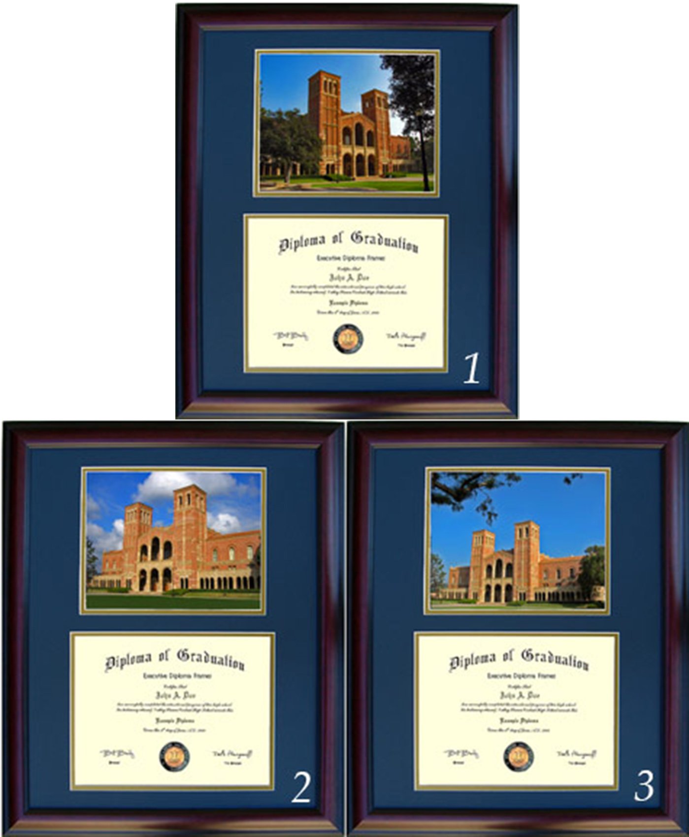 UCLA Diploma Frame with Photo Display - Cherry Wood Graduation Certificate Holder for Wall - Perfect for Home, Office, or Dorm Room Decor