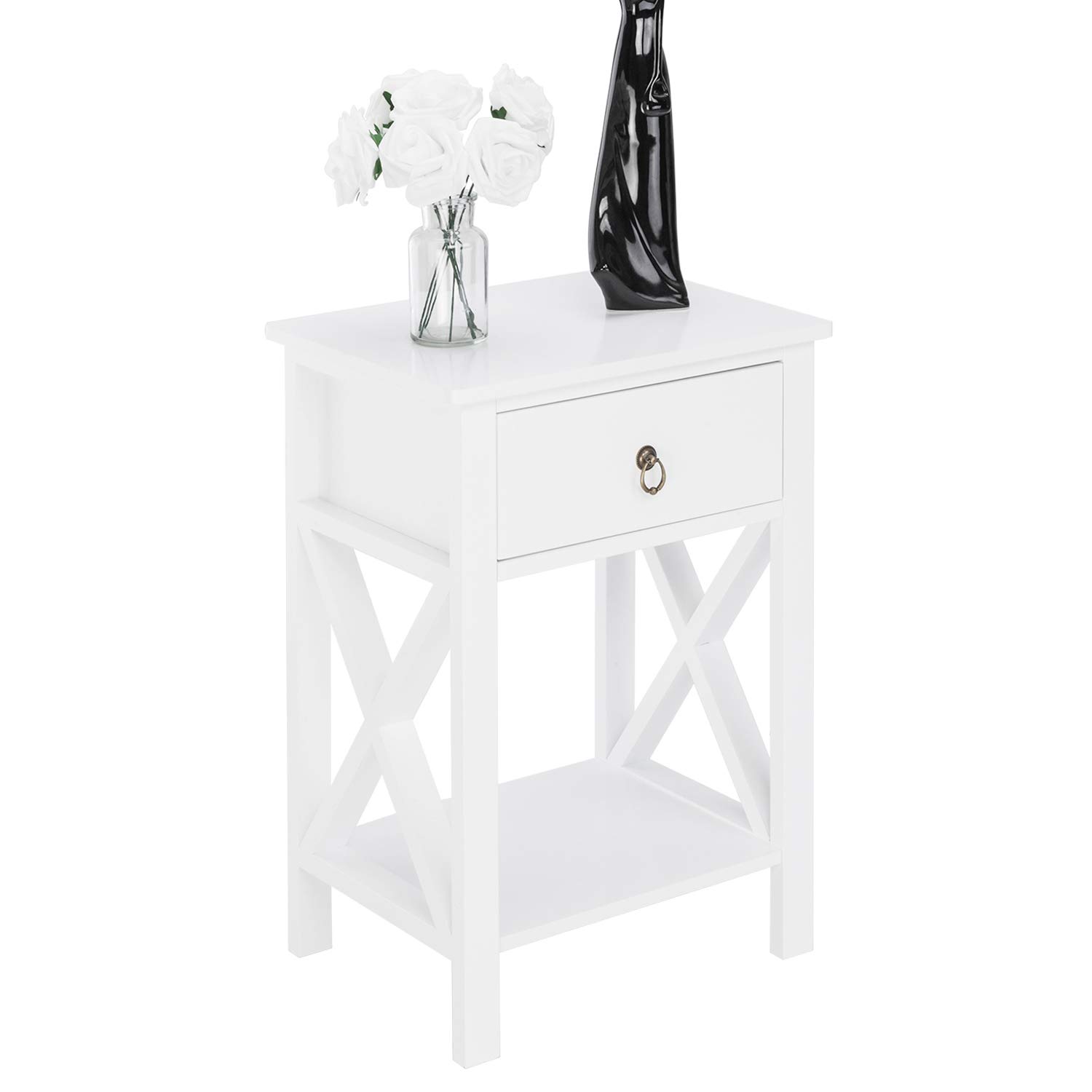 2-Tier Side Table Nightstand - Modern Sofa End Table with Storage Shelf for Living Room, Bedroom, Office | Perfect for Holding Lamps, Books & Drinks