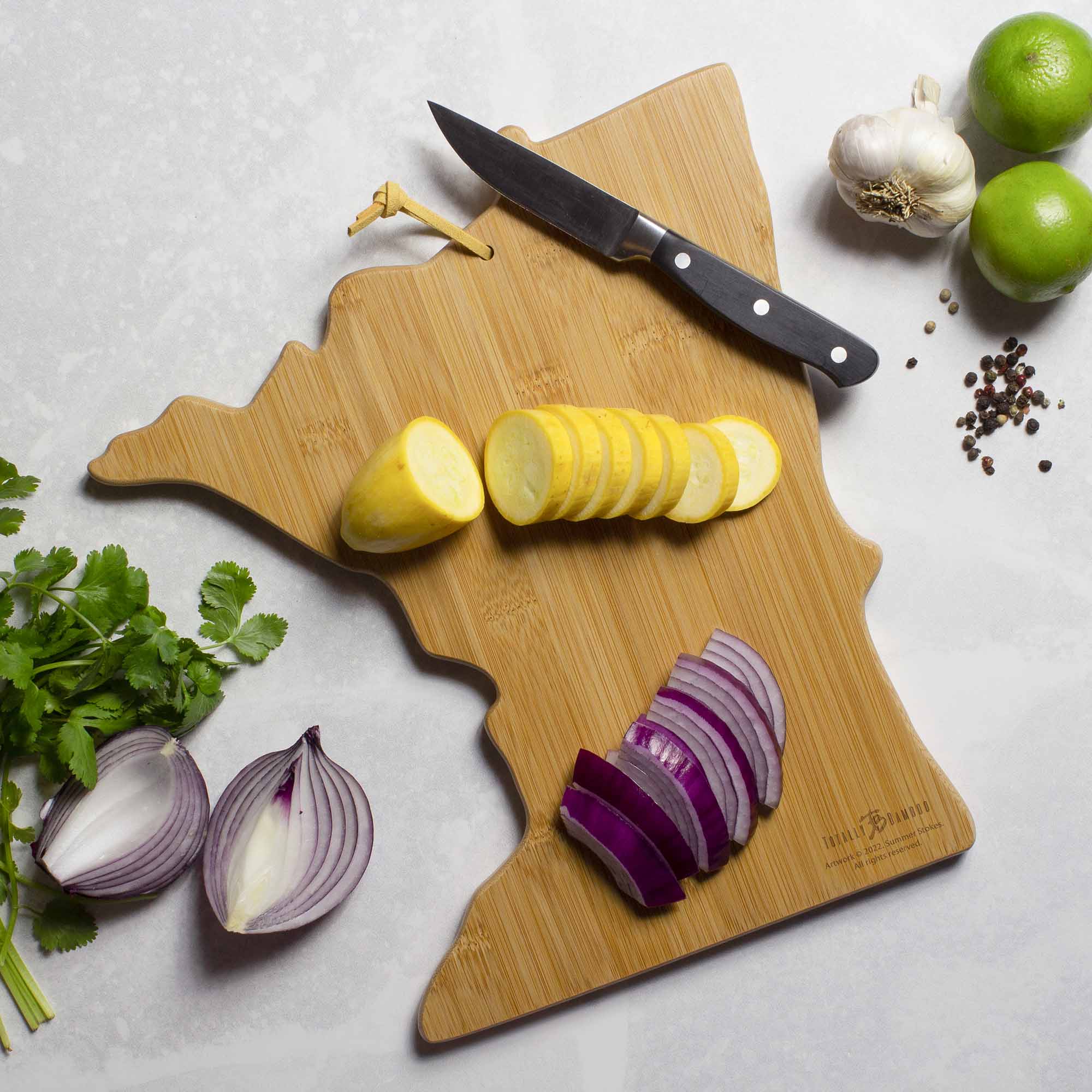 Handcrafted Minnesota Wooden Cutting Board with Summer Stokes Artwork - Perfect for Kitchen Prep, Charcuterie Boards & Home Decor Gifts