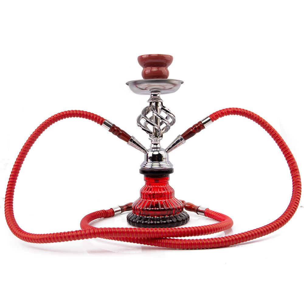 Premium Arab Double Hose Twist Ball Narguile Glass Shisha Hookah Set for Parties & Relaxation - Authentic Middle Eastern Smoking Experience
