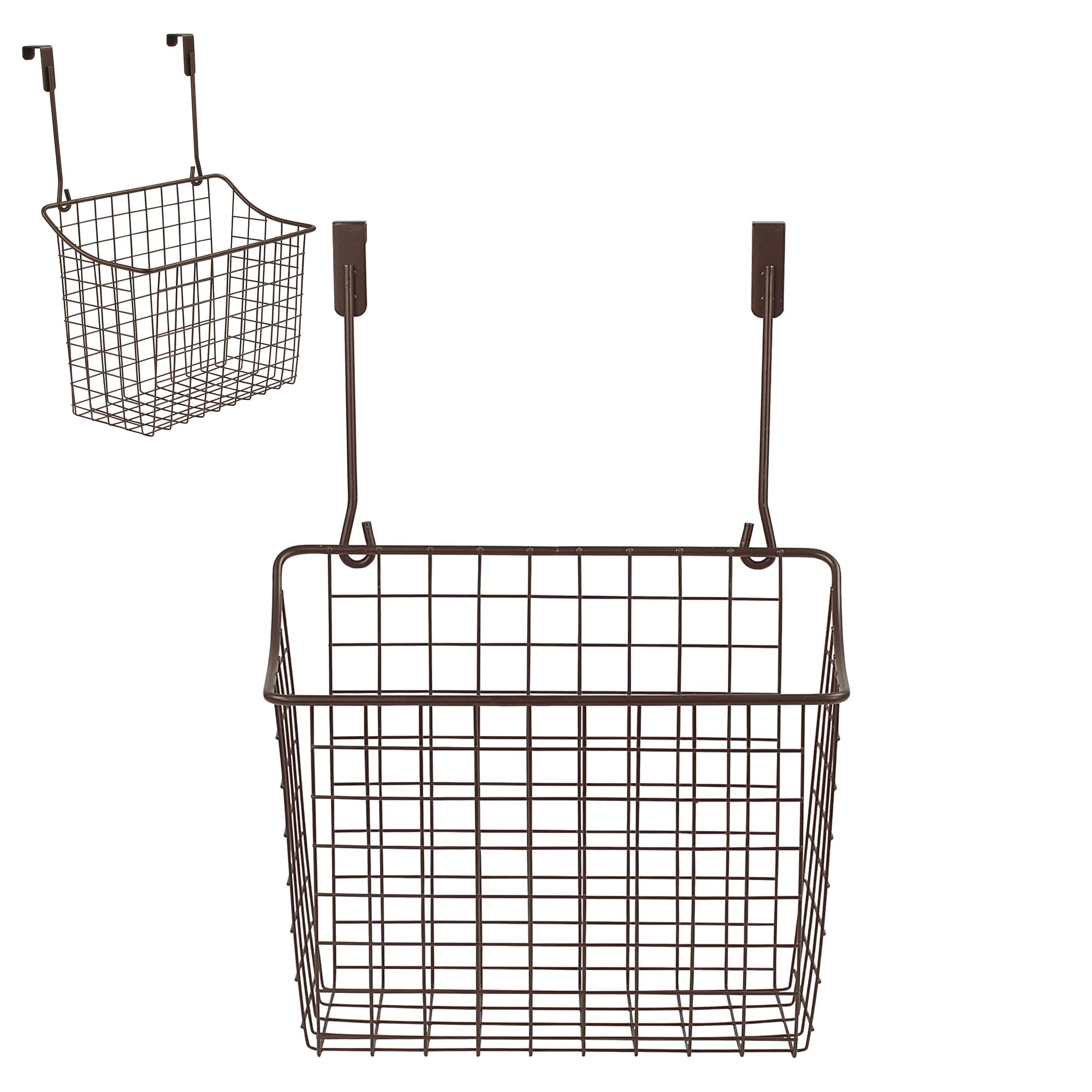 Large Bronze Spectrum Hanging Baskets - Over Cabinet Wire Storage Organizer for Kitchen & Bathroom - Perfect for Cleaning Supplies, Washcloths & Hand Towels | Space-Saving Home Organization Solution