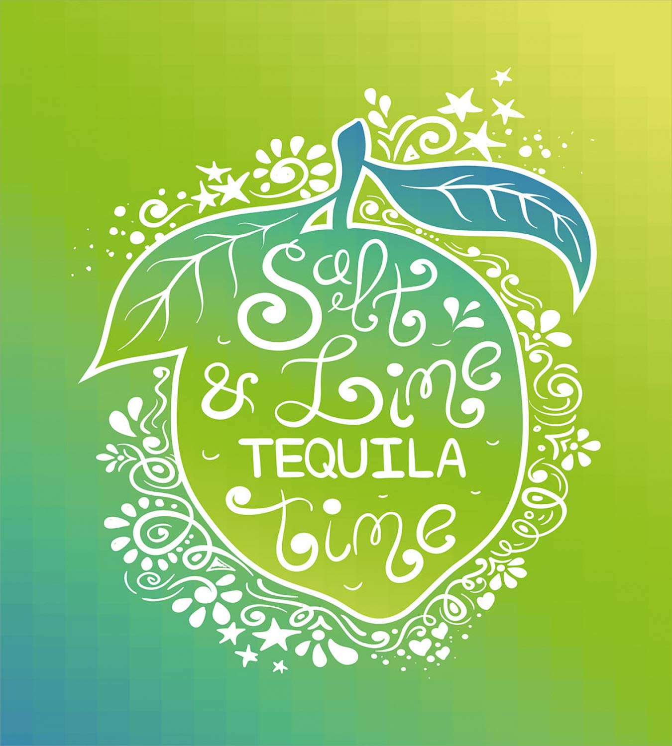 Ambesonne Tequila Duvet Cover Set - Vibrant Green Ombre Design with Salt Lime & Tequila Lettering on Lemon Print | 3-Piece King Size Bedding Set with 2 Pillow Shams | Perfect for Themed Bedrooms, Mexican Decor & Party Room Styling