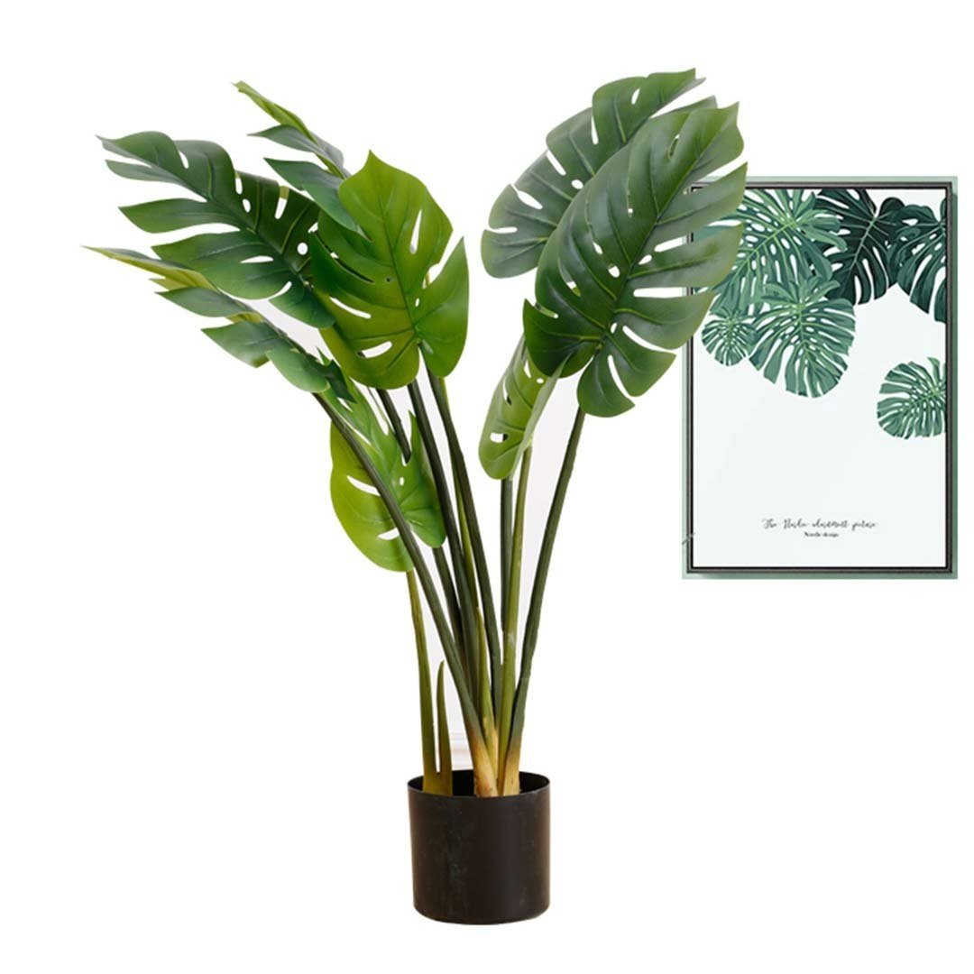 2 Pack 44.5 Inch Artificial Potted Turtle Back Plant - Fake Indoor Decorative Tree for Home, Office, Living Room, and Garden Decor