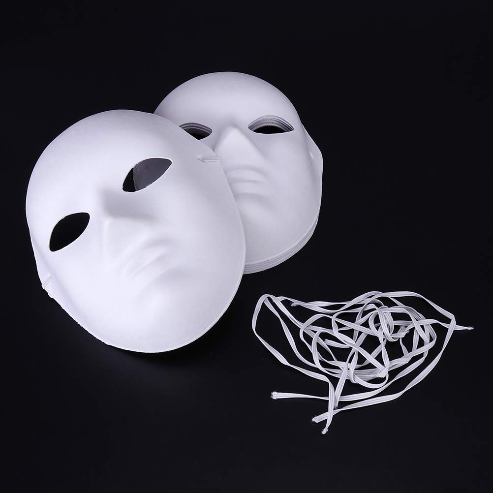 DIY White Paper Mask Blank - Hand Painted Plain Face Masks for Costume, Masquerade Party & Halloween - Creative Craft Project for Kids & Adults