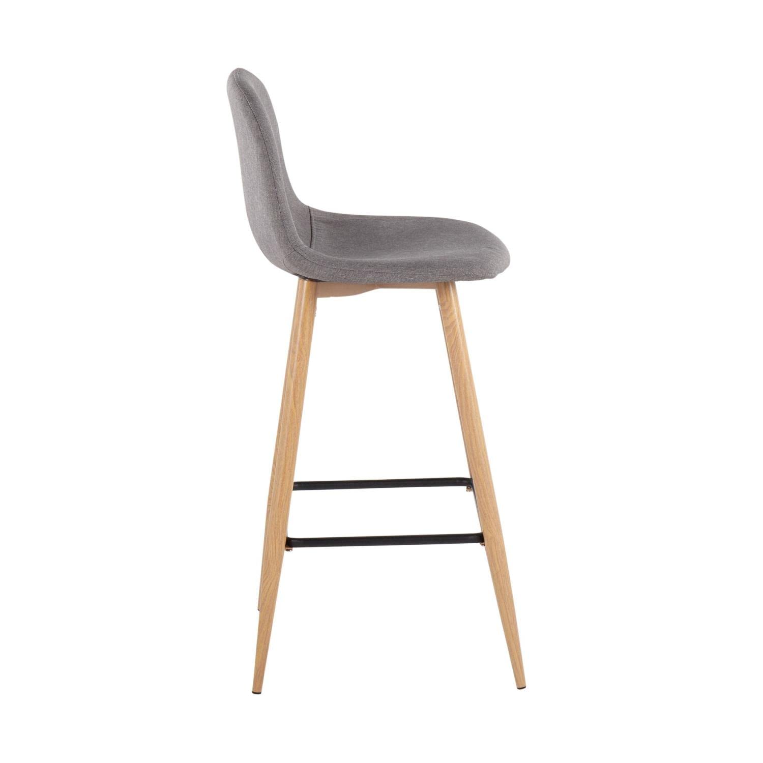 LumiSource Pebble Bar Stool Set of 2 - Modern Counter Height Bar Chairs with Comfortable Seat for Kitchen Island, Breakfast Nook & Home Bar Decor