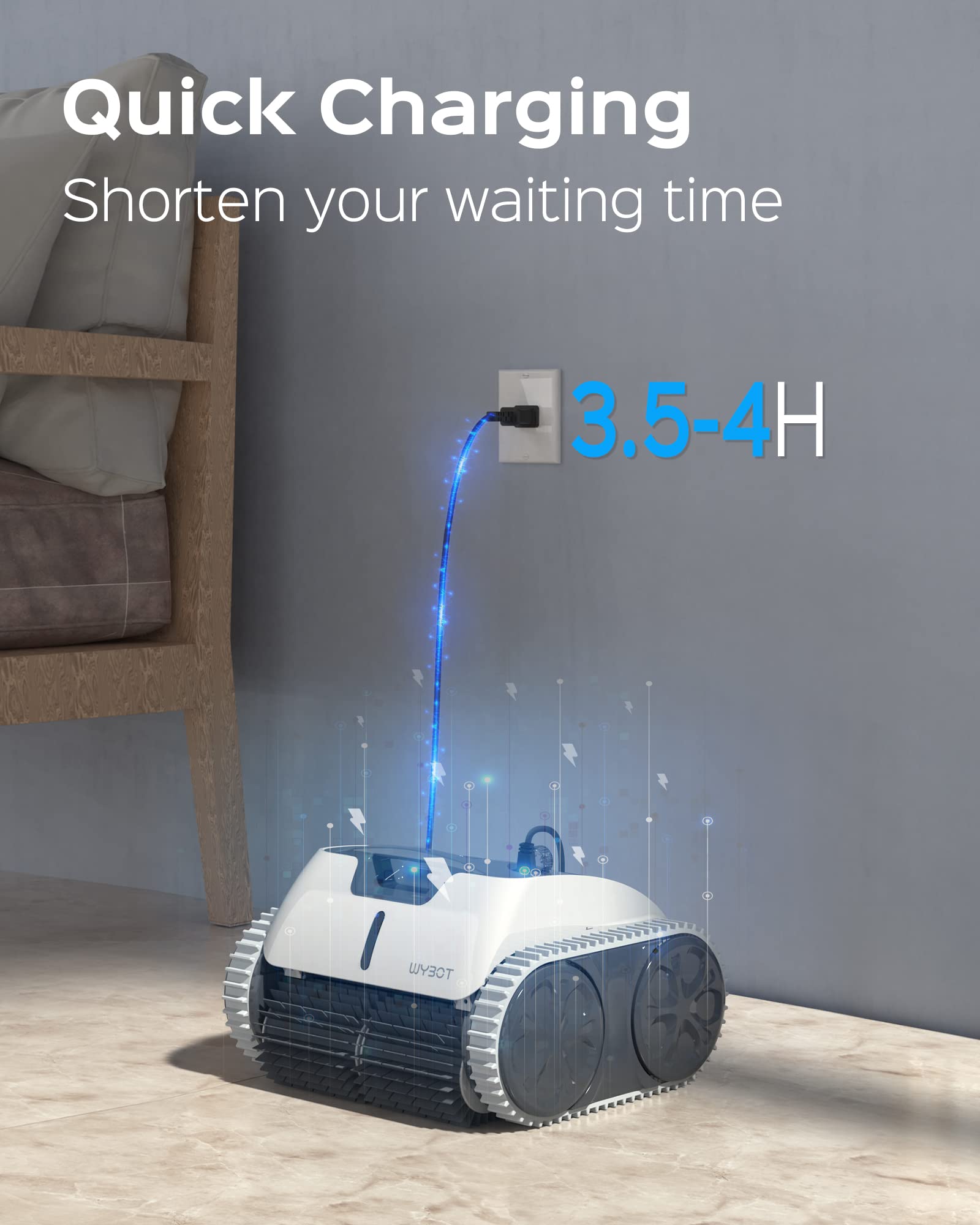 WYBOT Osprey 700 Pro Robotic Pool Cleaner with Smartphone APP Control - 65W Powerful Wall-Climbing Automatic Pool Vacuum with Smart Navigation, 9200mAh Battery & LED Indicator - Ideal for Inground Pools, Concrete & Tile Surfaces - Perfect for Weekly Maintenance & Deep Cleaning of Residential & Commercial Pools