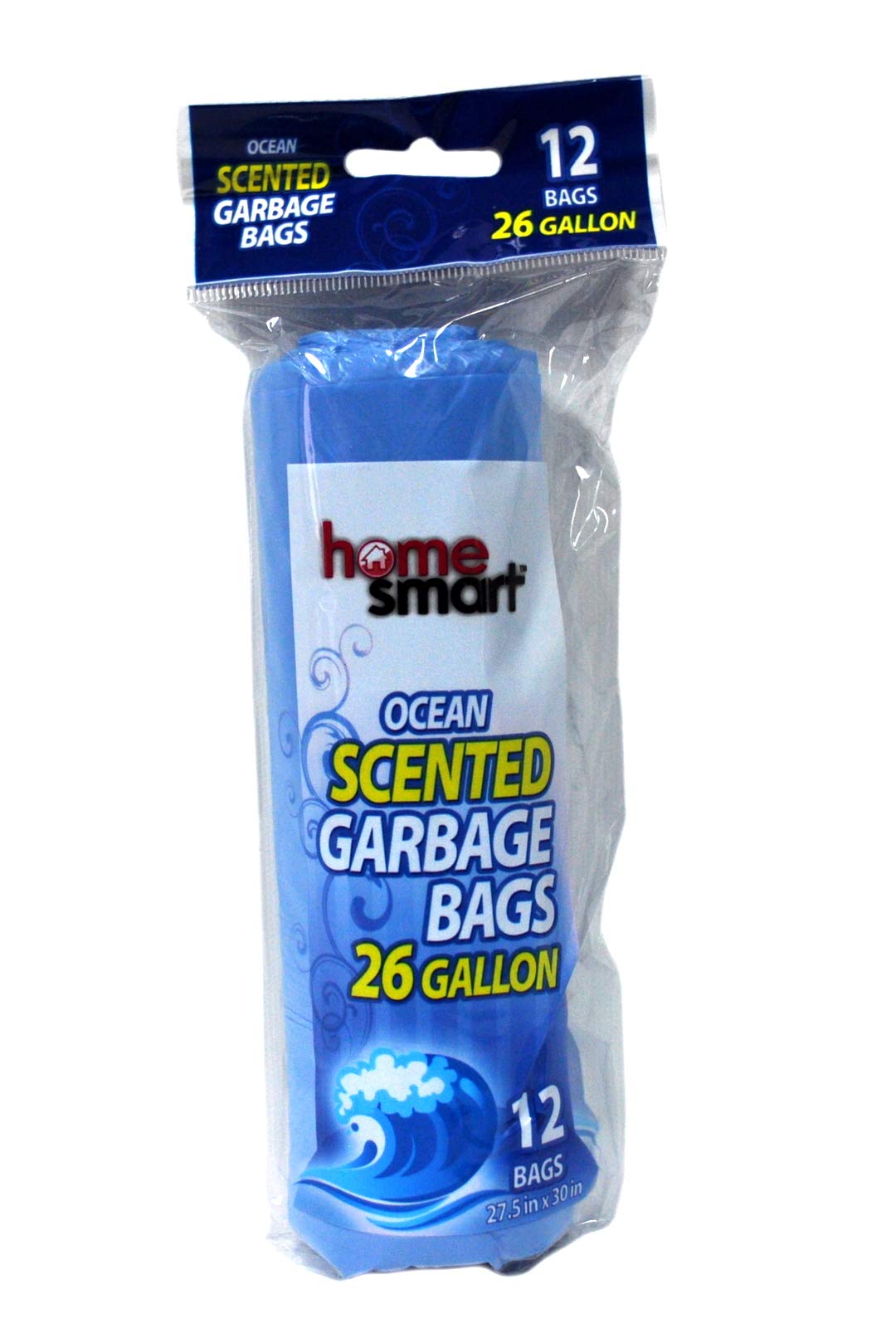 Premium 26 Gallon Smart Ocean Scented Trash Bags for Home - Strong Leakproof & Odor Control - Perfect for Kitchen, Bathroom & Office Waste Disposal