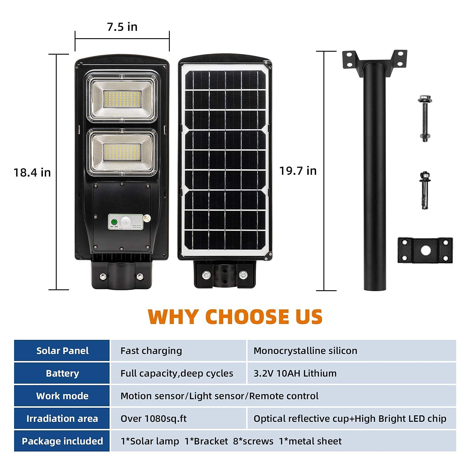 2 Pack 60W & 1 Pack 120W Solar Powered Street Lights Outdoor - Waterproof LED Solar Street Lighting for Driveway, Garden, Pathway, Parking Lot & Backyard