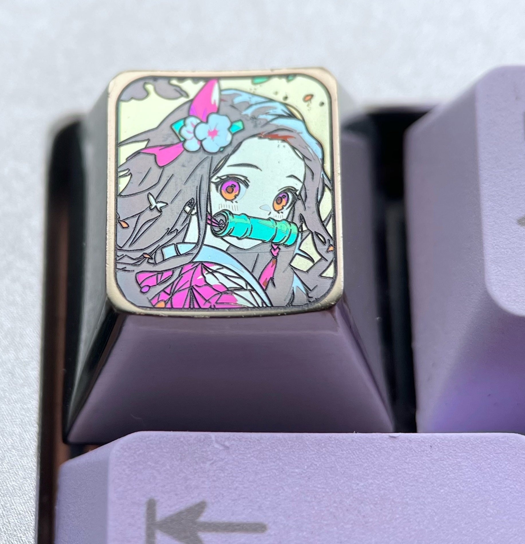 Demon Slayer Anime Keycap - Kamado Nezuko Themed 7-Shaped ESC Key (Titanium Alloy) for Mechanical Keyboard Gaming & Collectors