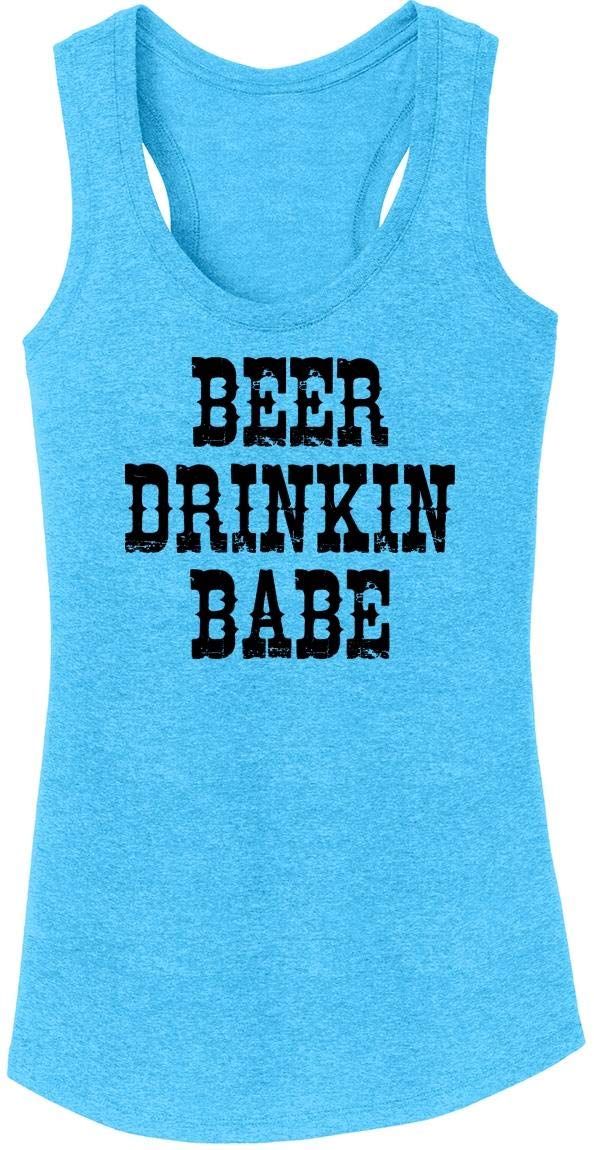 Funny Women's Beer Drinking Babe Tri-Blend Tank Top - Soft & Comfortable Sleeveless Shirt for Casual Wear, Bar Hopping & Summer Parties