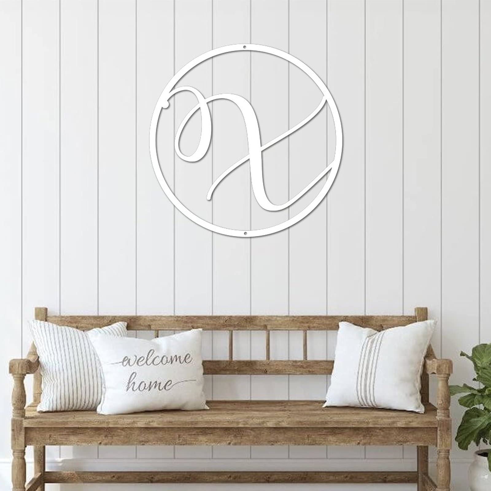 Personalized Monogram Metal Sign - Custom Metal Letters for Wall Decor, Initial Door Wreath Welcome Sign - 18 Inch Rustic Home Decor for Entryway, Living Room & Wedding Gifts