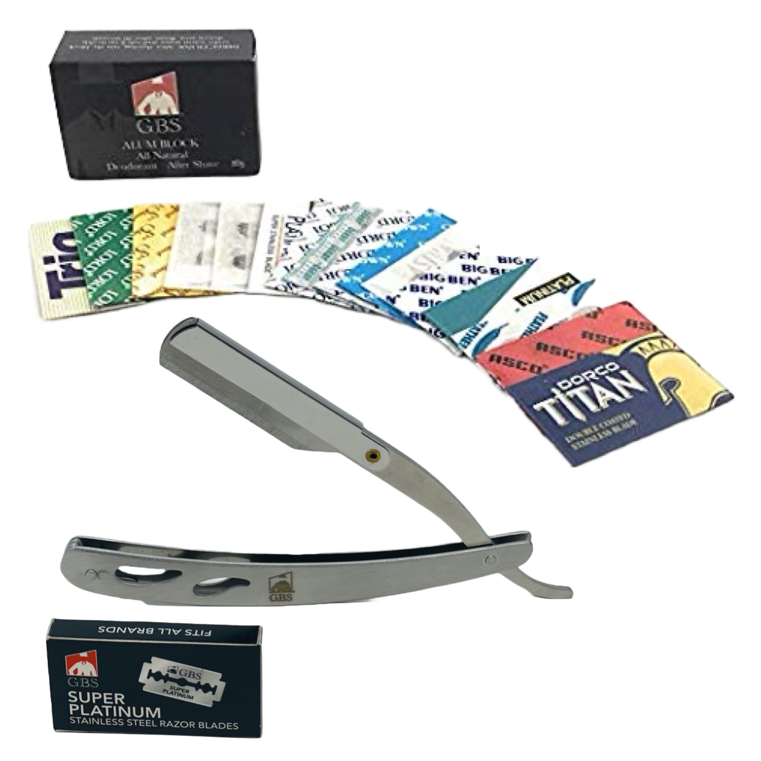G.B.S Professional Barber Straight Edge Razor Shavette with 32 Double Edge Blades - Precision Shaving Tool for Men's Grooming, Beard Trimming & Barber Shop Use