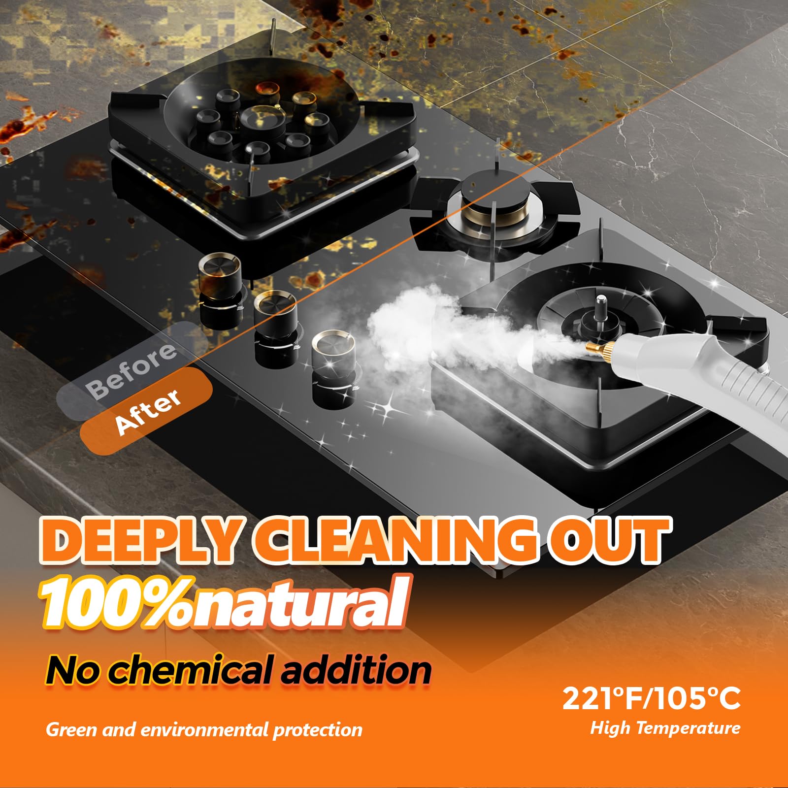 **2500W Powerful Handheld Steam Cleaner - Multi-Purpose Pressurized Steamer for Home, Car, Kitchen & Bathroom Tile Cleaning - Fast 15-Second Heating Portable Steam Mop - Perfect for Floors, Upholstery & Grout (White)**