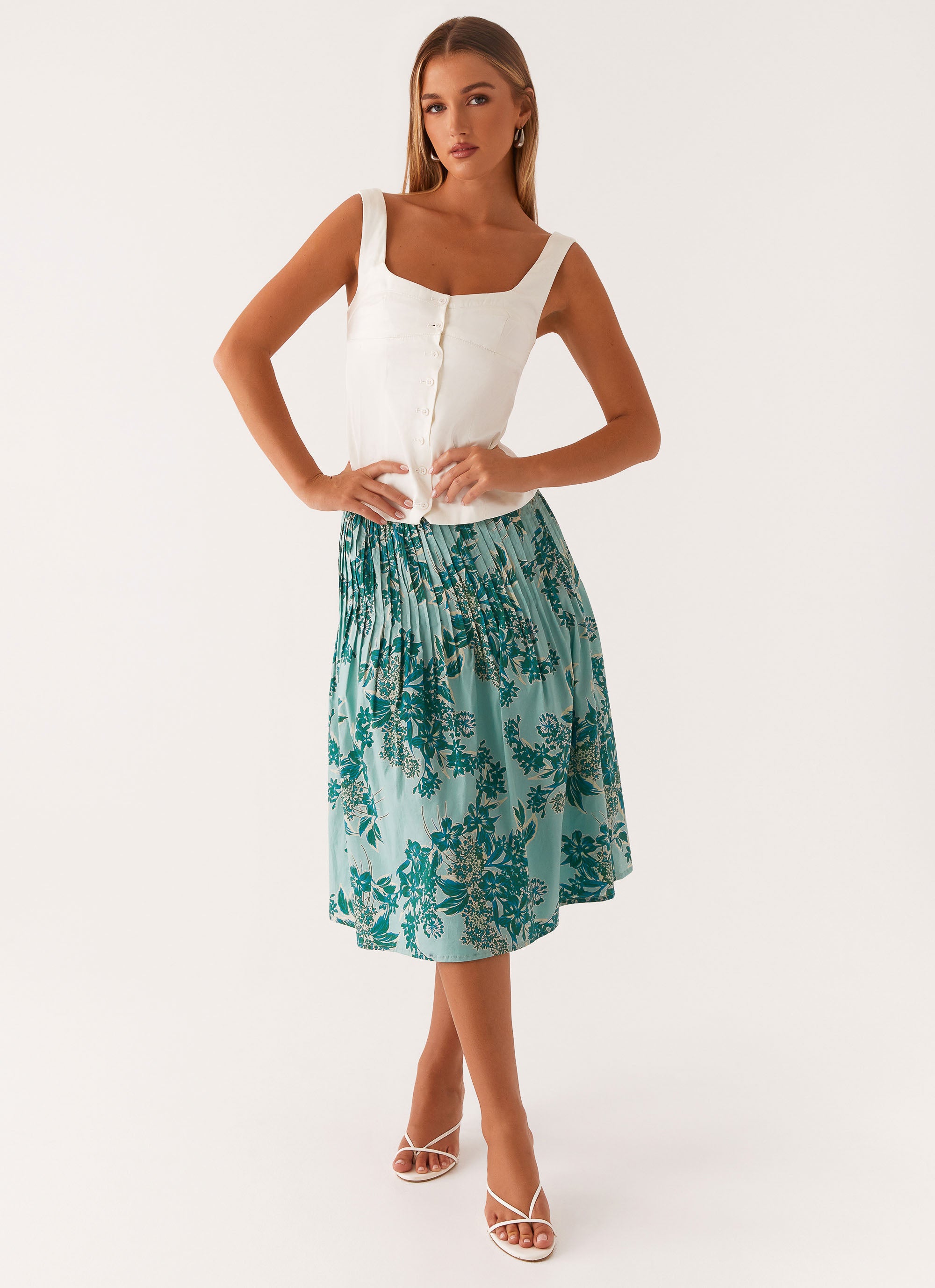 Dreamscape Midi Skirt - Floral Print A-Line Skirt for Women | Perfect for Spring, Summer, Beach Vacations & Boho Outfits