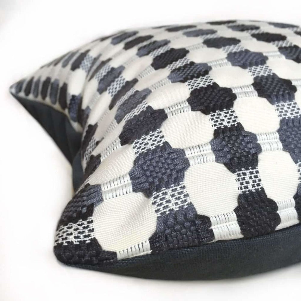 Stylish Black Gray Cream Geometric Checkered Pillow Cover - Modern Textured Decorative Throw Pillow Case for Sofa, Bed & Home Decor