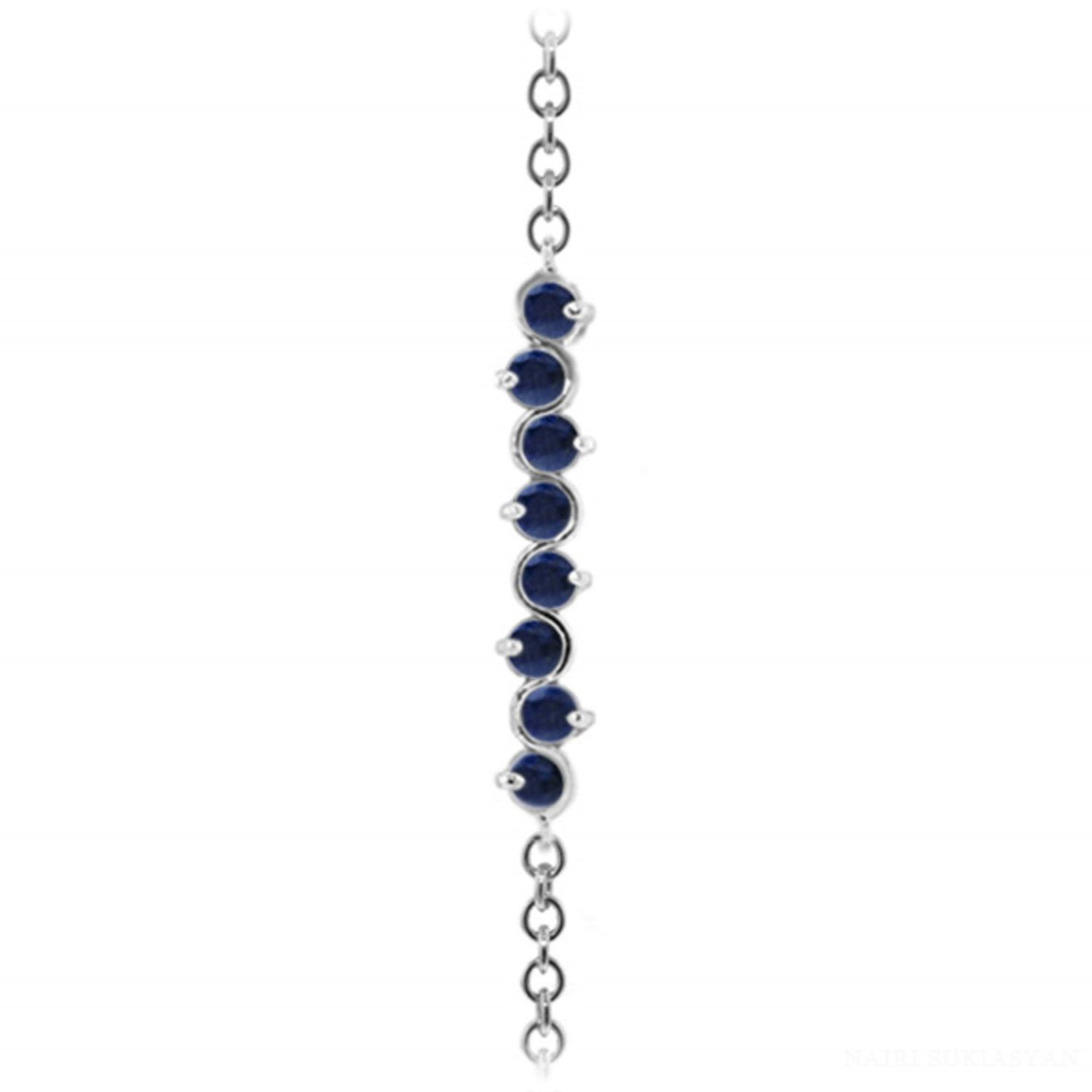 1.55 Carat Natural Sapphire 14k Solid White Gold Bracelet for Women - Elegant Jewelry Gift for Birthday, Anniversary & Special Occasions