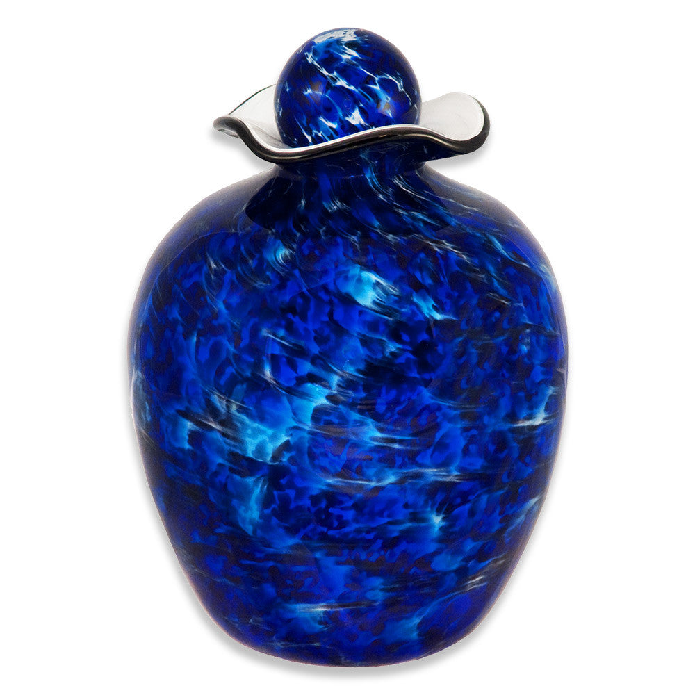 Hand Blown Glass Cremation Urn for Adults - Elegant Bella Water Design - Perfect for Memorial Services, Home Display & Ashes Keepsake