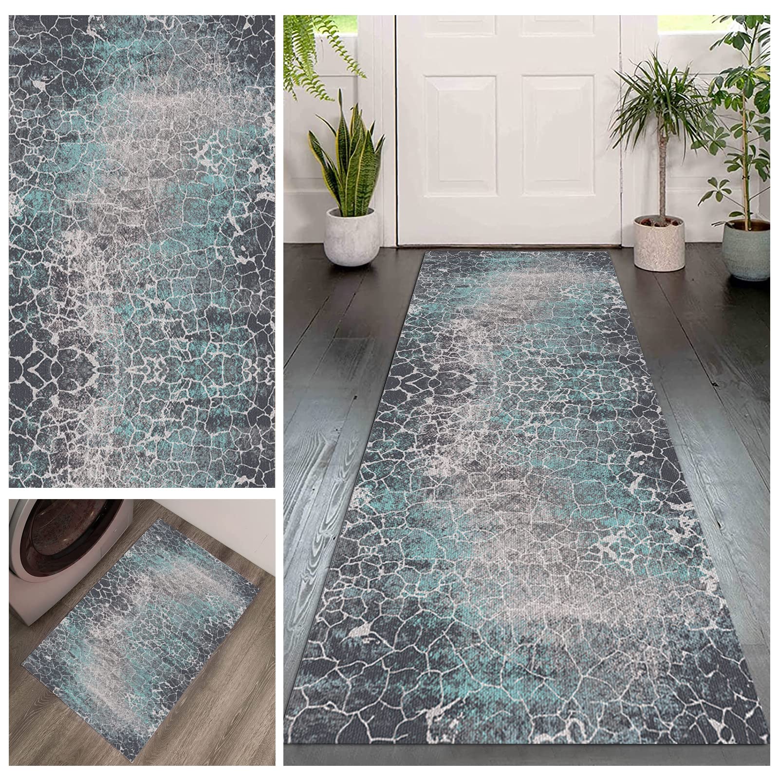 Runner Rug for Hallways & Kitchens - Machine Washable, Stain Resistant, Non-Shed Carpet - Perfect for Laundry Room, Living Room, Bathroom & Entryway - Durable & Stylish Home Decor