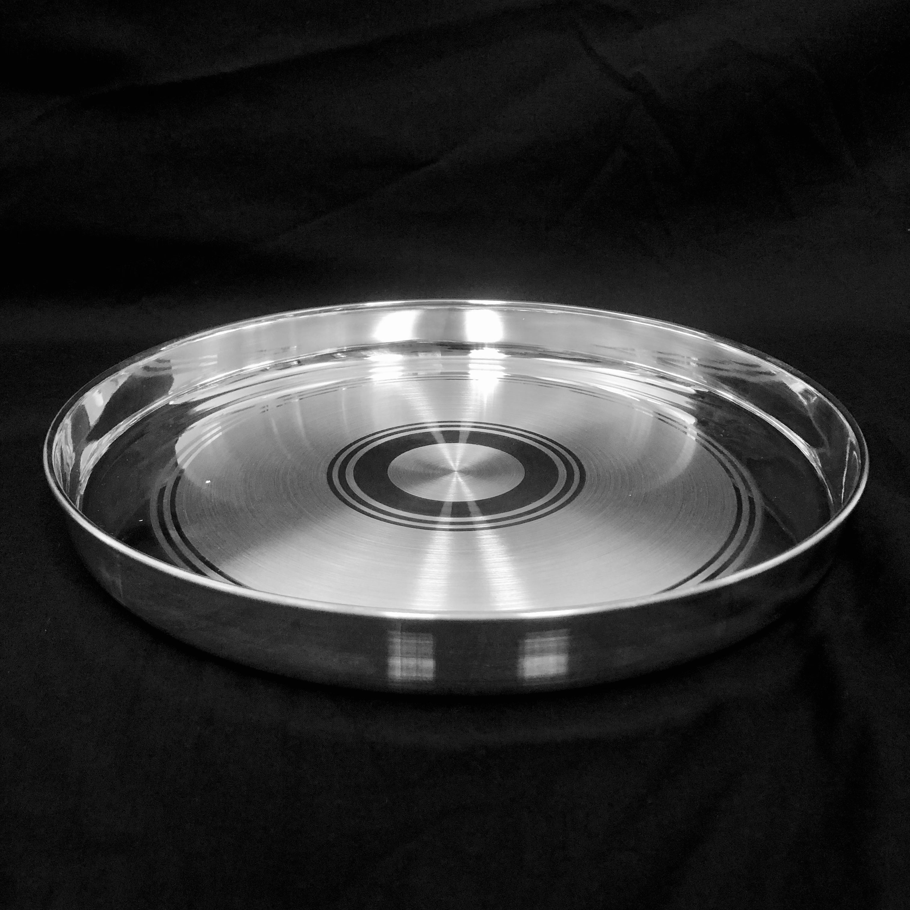 998 Solid Silver 9 Inches Simple Thali Plate (Design 3) - Elegant Indian Wedding Ceremony Dish for Pooja, Religious Rituals & Home Decor