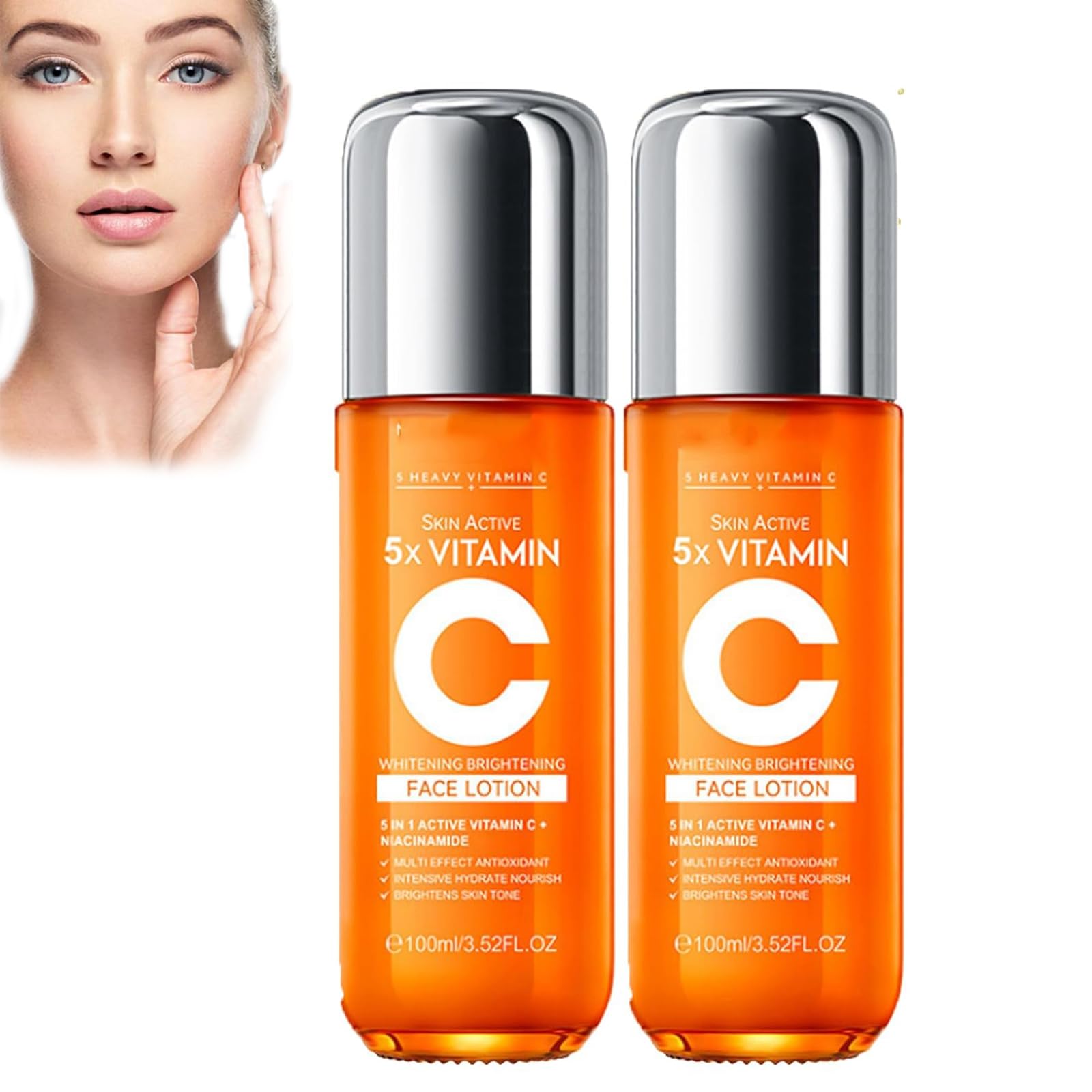 5X Vitamin C Face Toner & Serum - Brightening, Whitening, Firming & Moisturizing Toner for Glowing Skin (2-Pack) | Daily Skincare Routine, Morning & Night Hydration, Anti-Aging Treatment
