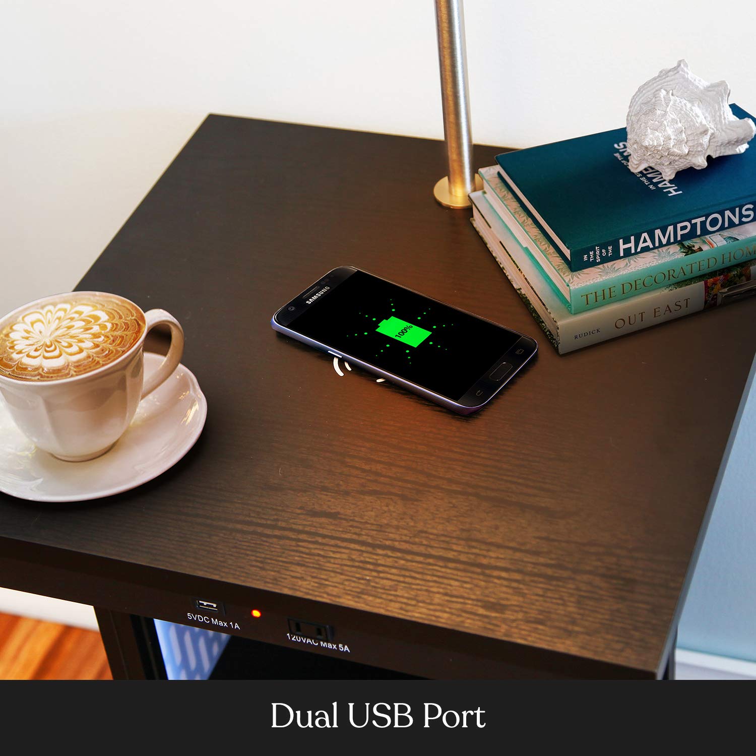 Brightech Madison Wireless Charging Desk Lamp with USB Port & LED Bulb - Bedside Reading Light for Bedroom, Nightstand Lamp for Living Room & Office - Classic Black | Perfect for Late-Night Reading, Home Office Work & Bedside Charging