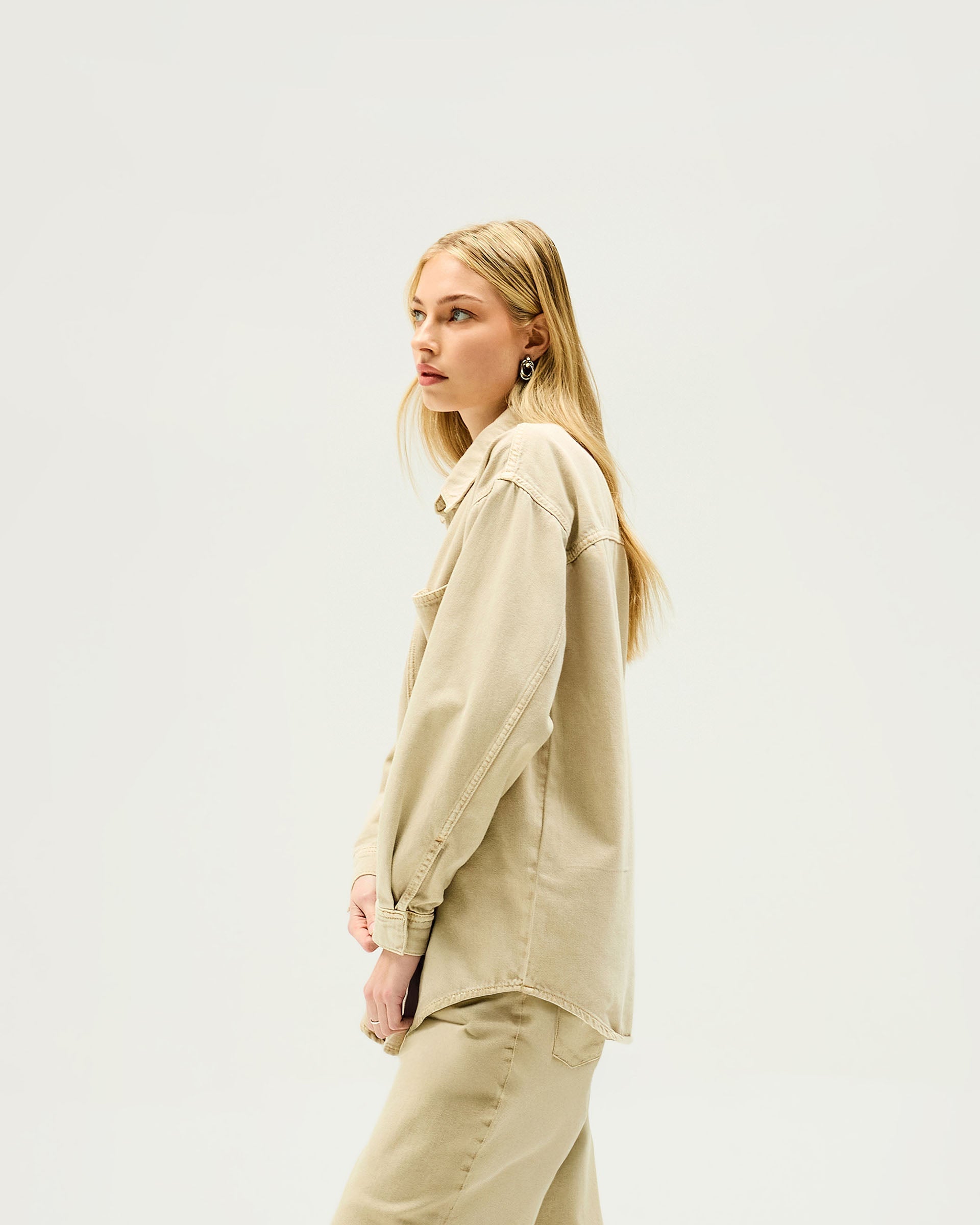 Men's Denim Overshirt in Iced Latte - Stylish Casual Jacket for Outdoor Adventures & Everyday Wear