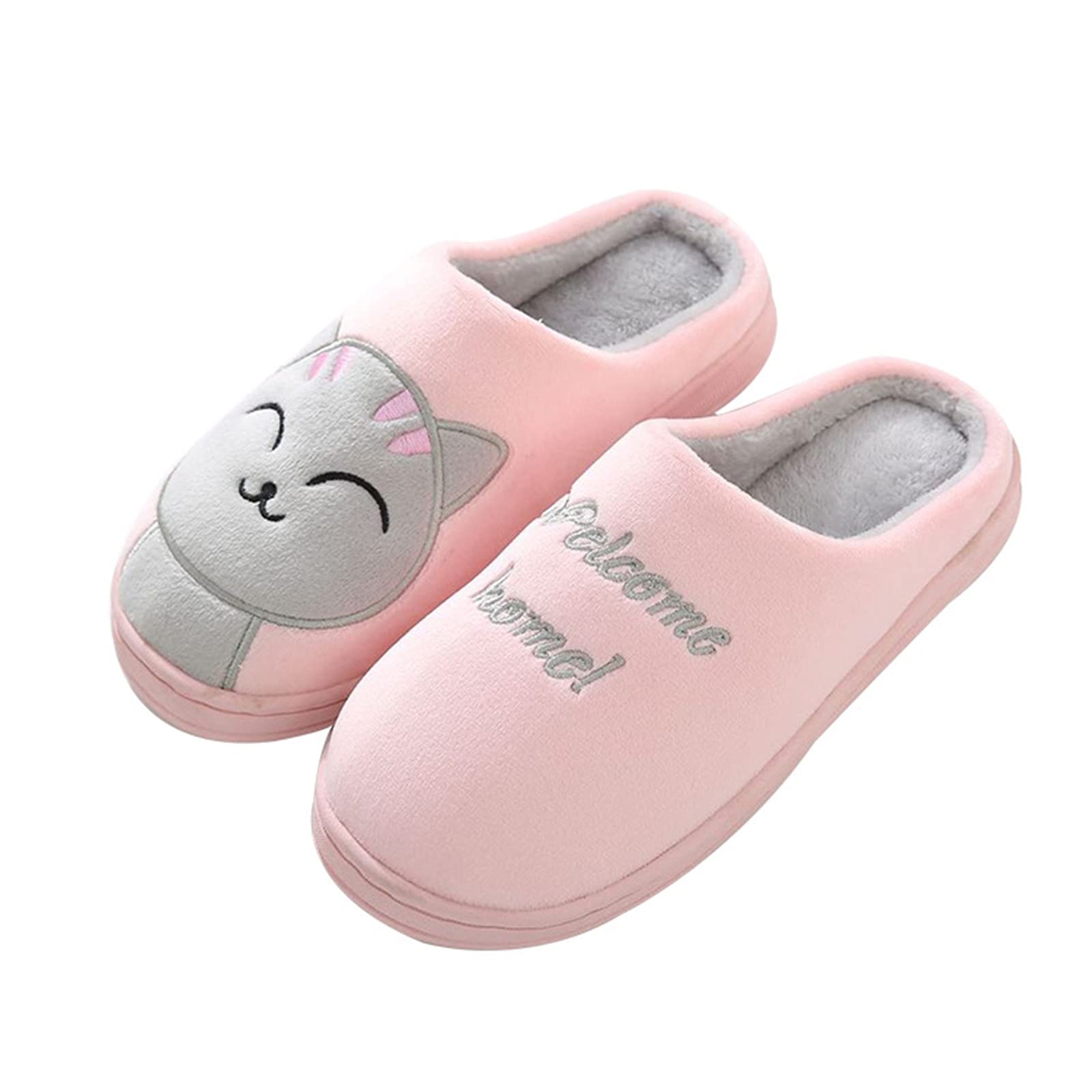 Women's Soft Plush Slippers with Cute Cartoon Toe Embroidery - Cozy Indoor House Shoes for Women - Perfect as Guest Slippers for Home, Spa, and Relaxation
