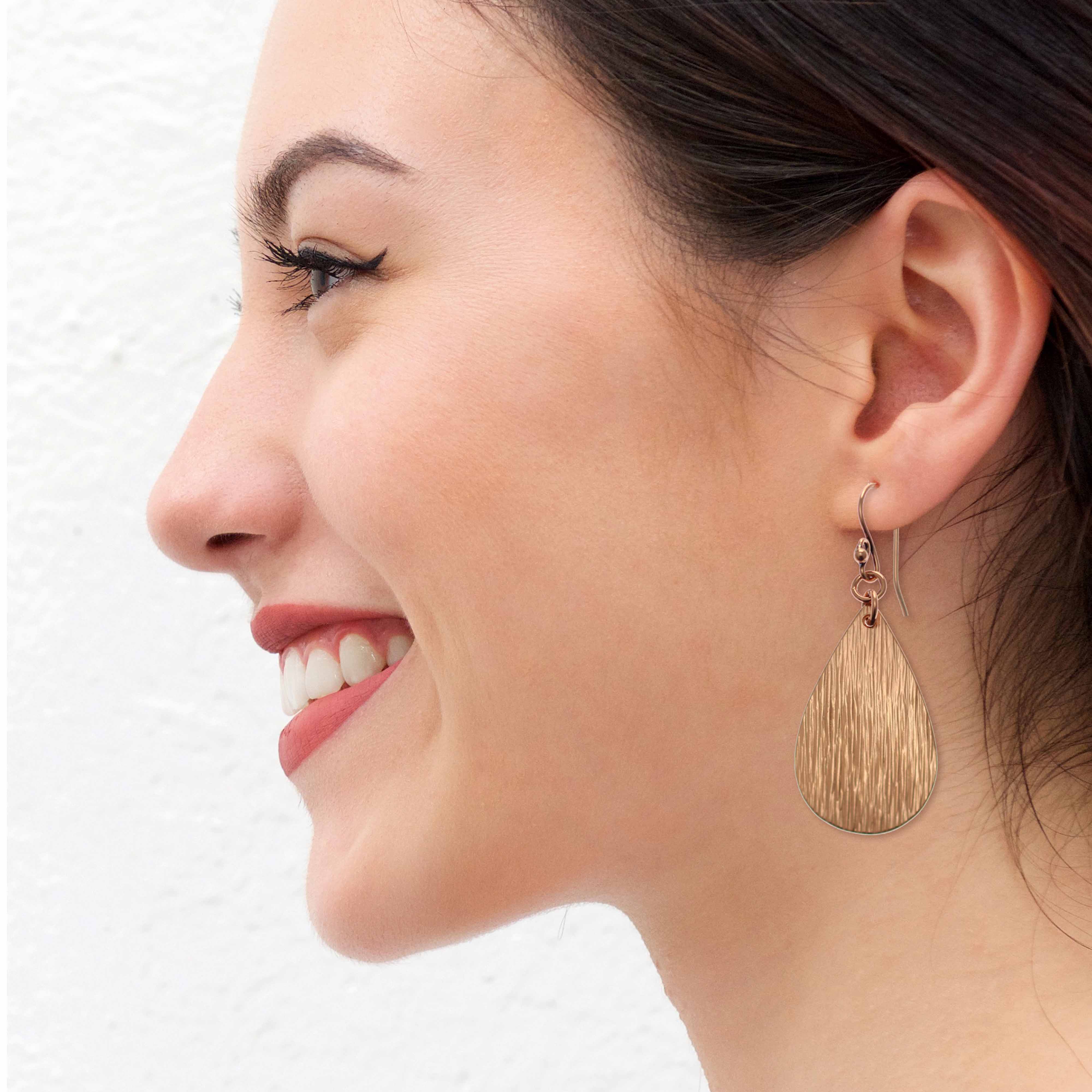 Bark Embossed Small Teardrop Earrings - Handmade Wooden Dangle Earrings for Women - Perfect for Boho, Casual & Party Outfits