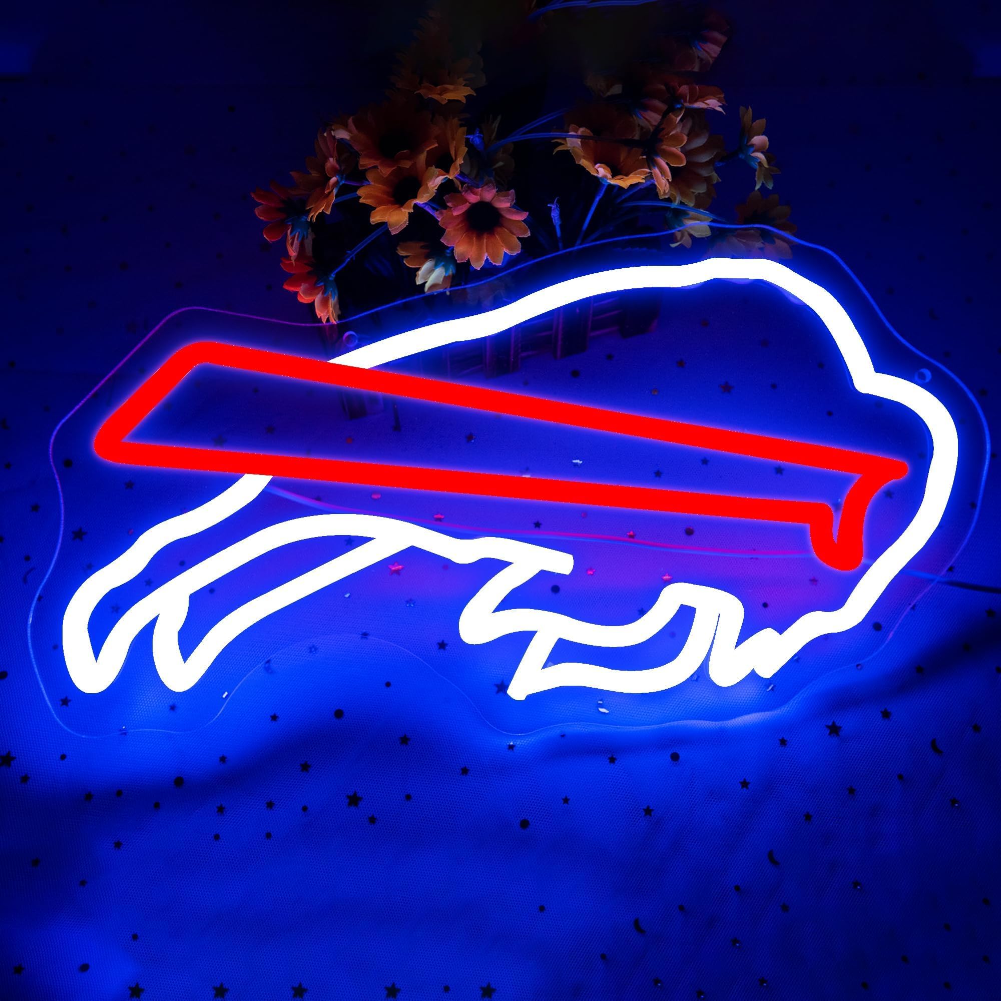 Buffalo Bills Team Logo Neon Sign - 15.4x10.9 Inch LED Football Light for Man Cave, Sports Bar & Game Room Decor - Perfect Gift for NFL Fans, Boys & Men - Wall Art for Bedroom, Pub or Club Parties
